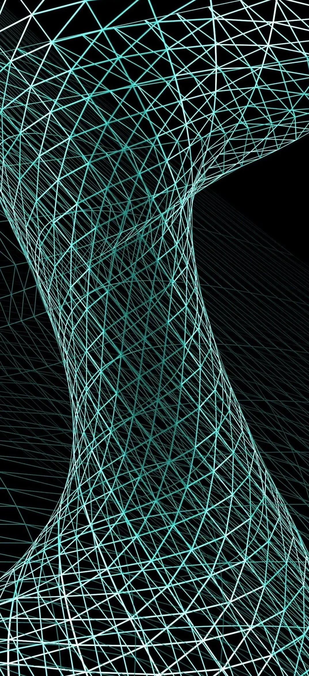 Blue swirling 3D mesh structure