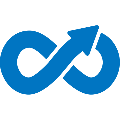 Blue icon of an infinite symbol