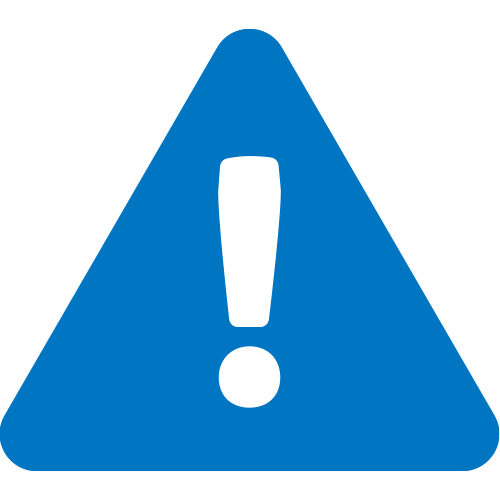 Blue icon of a warning sign