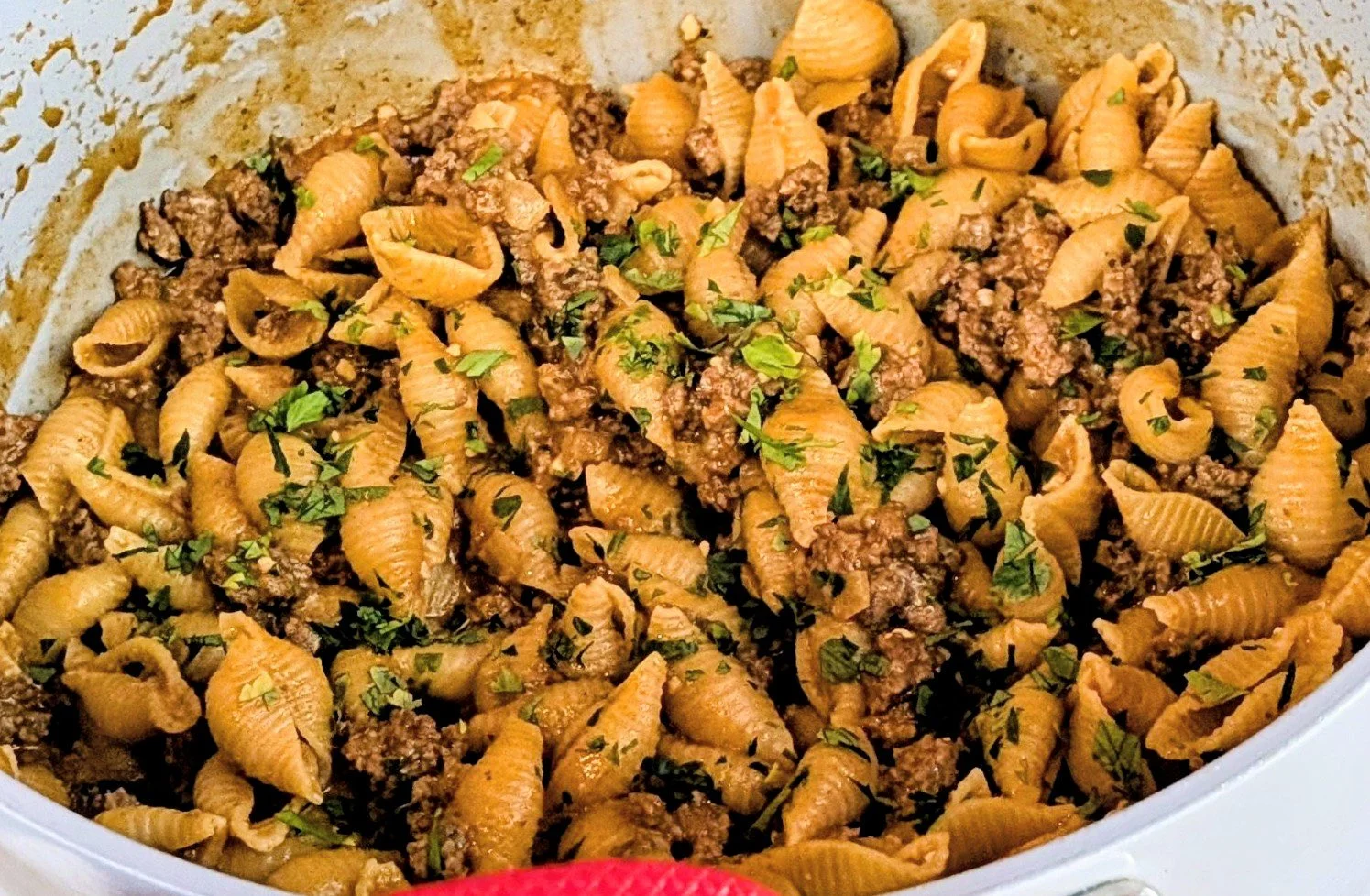 One-Pot Creamy Beef and Shells