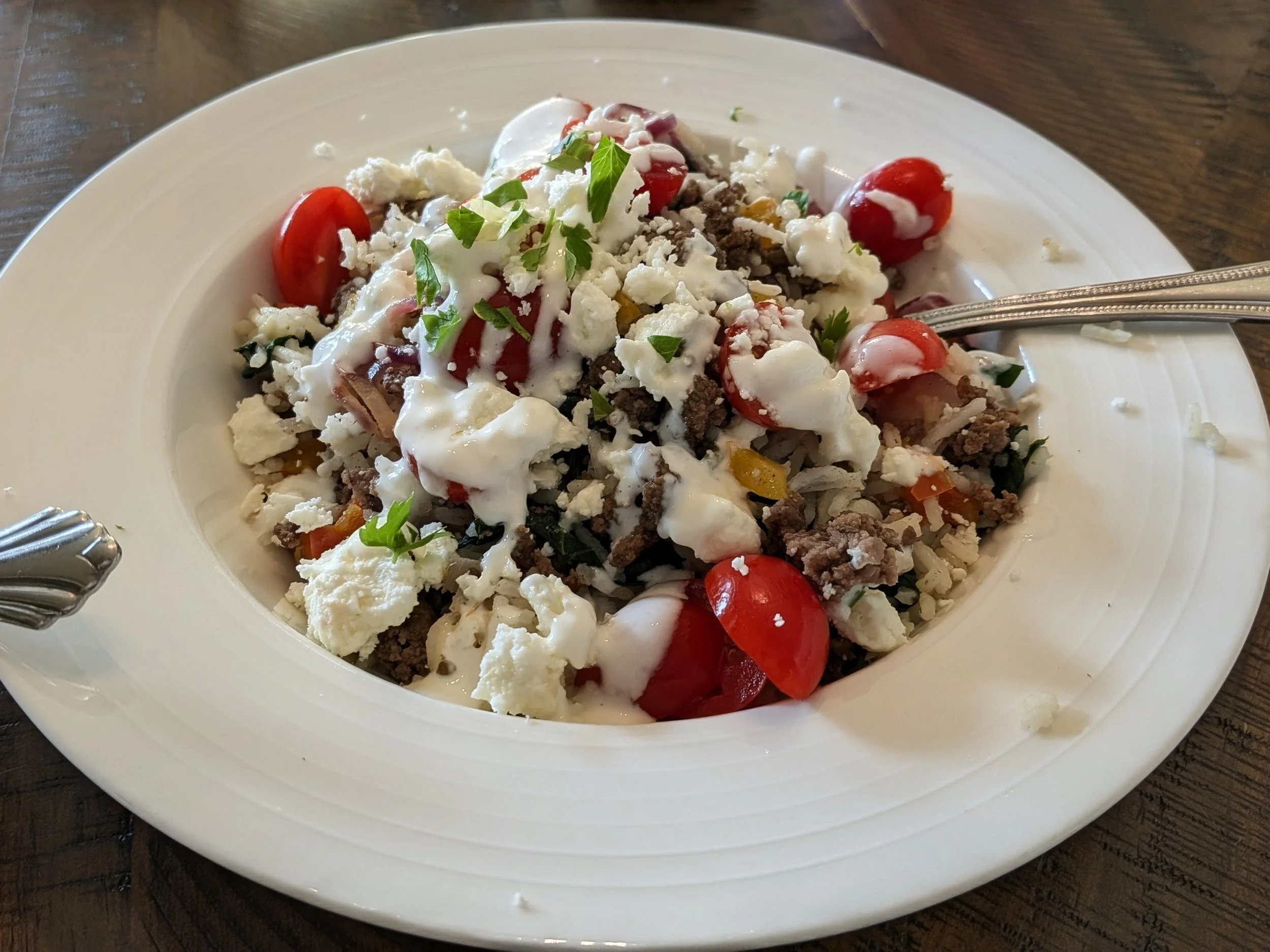 One-Pot Mediterranean Beef and Rice Bowls