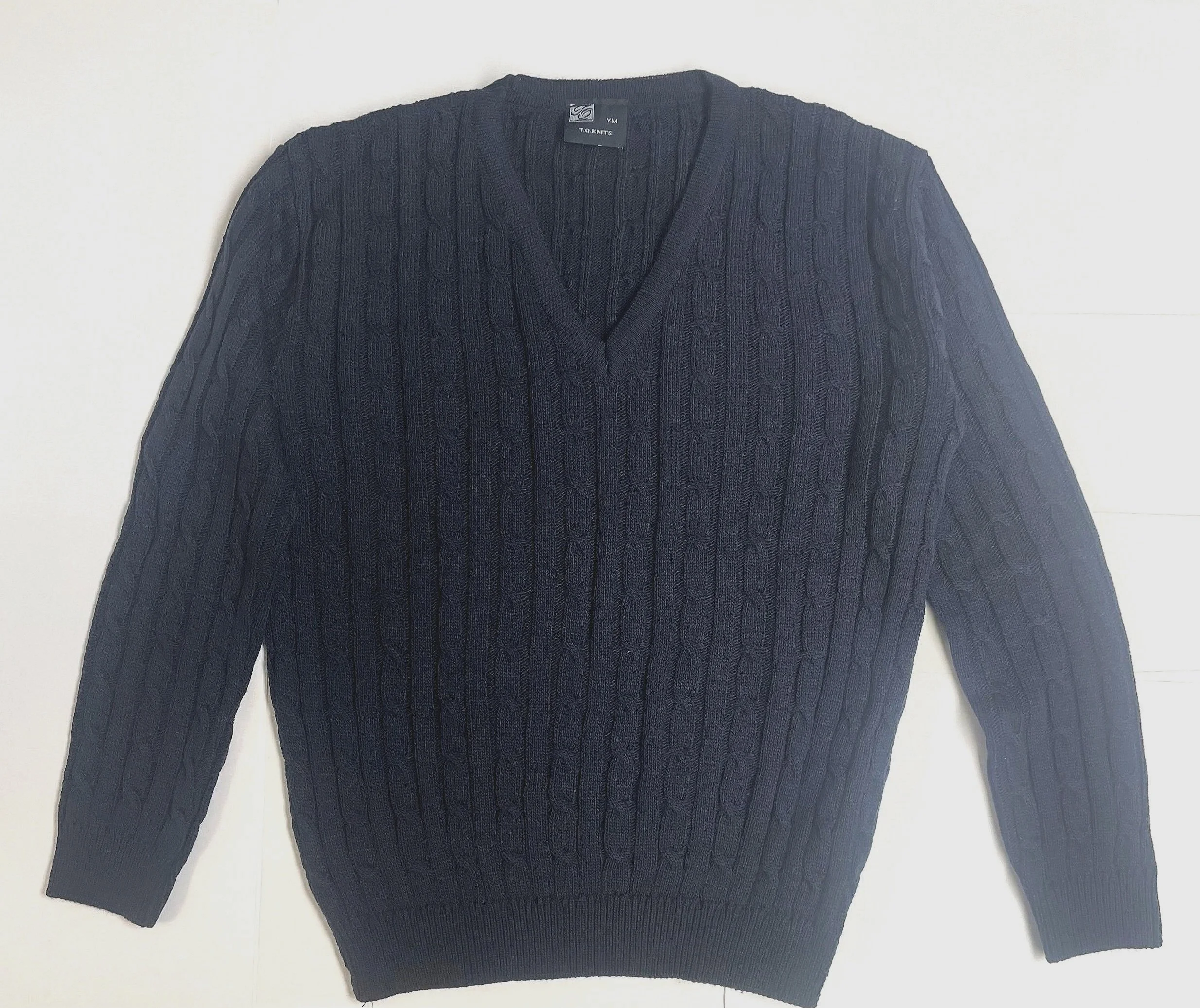 Navy V Neck Cable