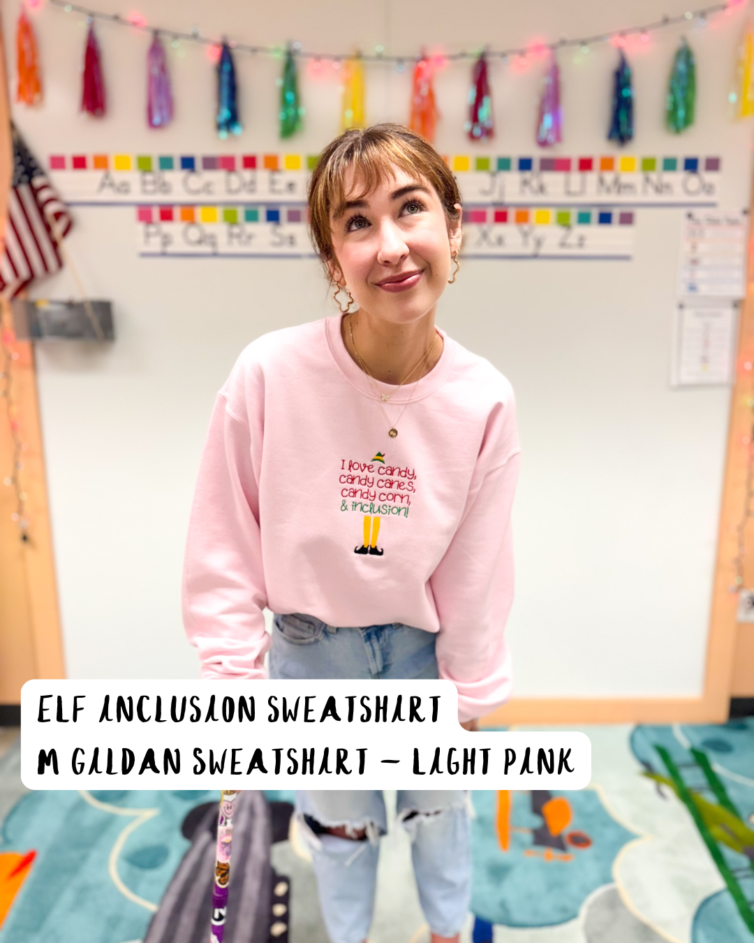 ELF INCLUSION & CANDY CANES (M - GILDAN SWEATSHIRT)