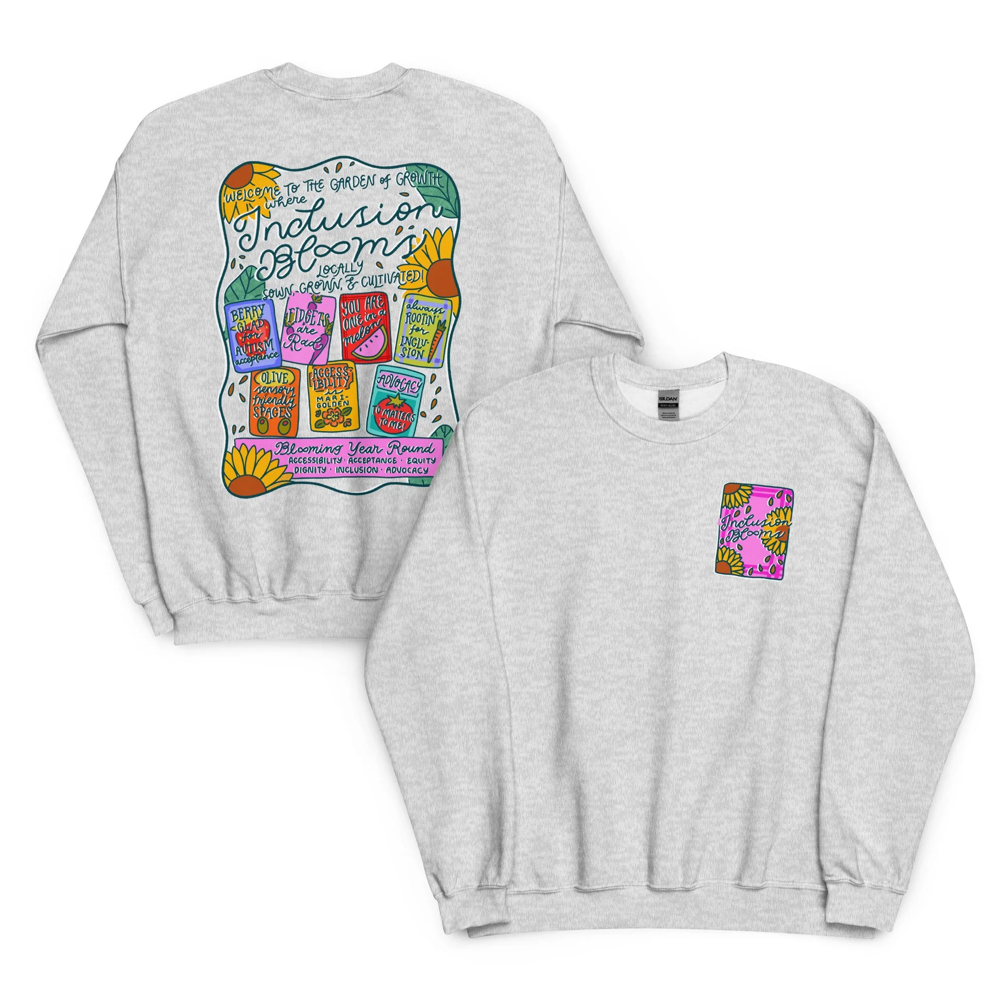 inclusion blooms! - gildan sweatshirt