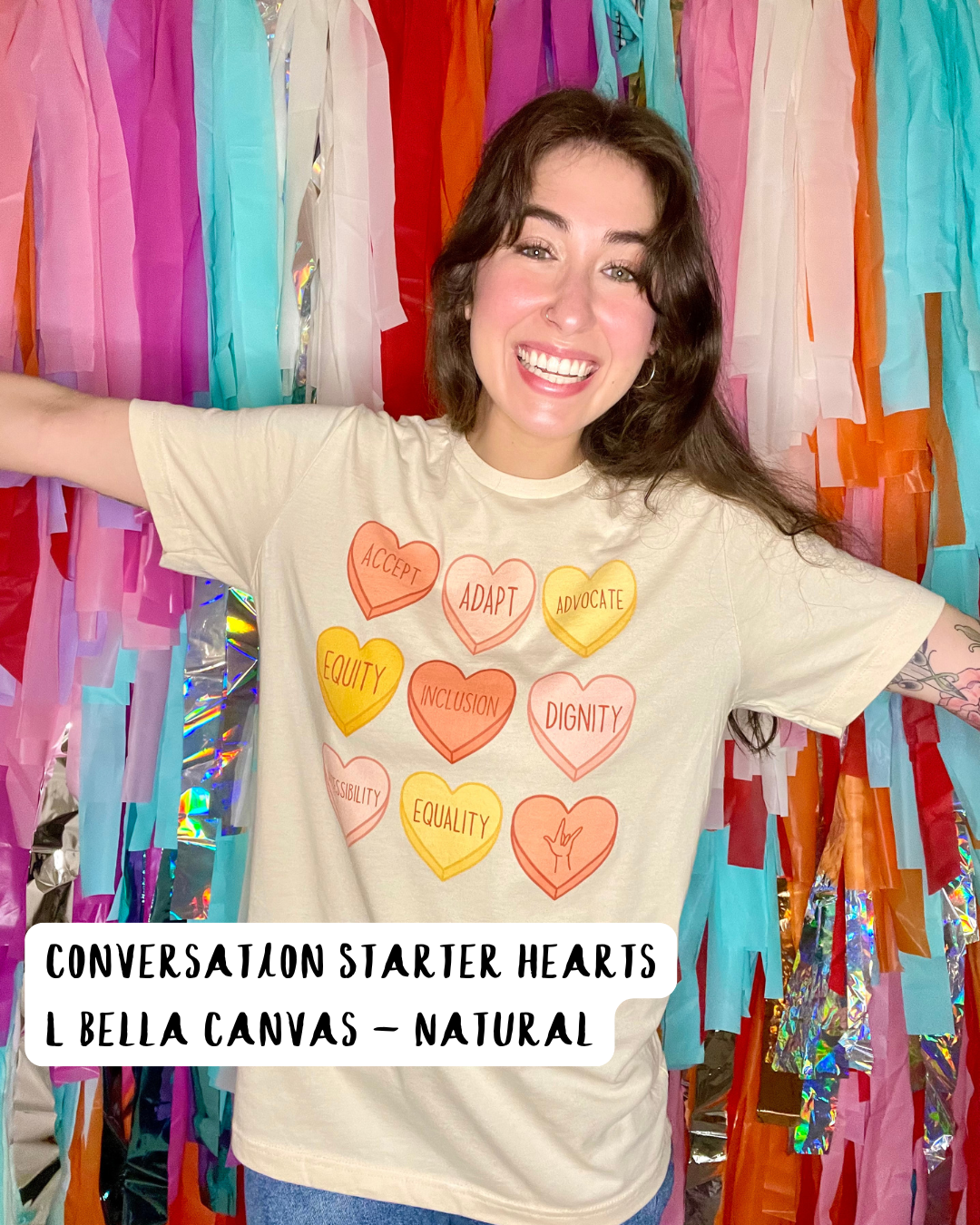 CONVERSATION STARTER HEARTS (L - BELLA CANVAS)