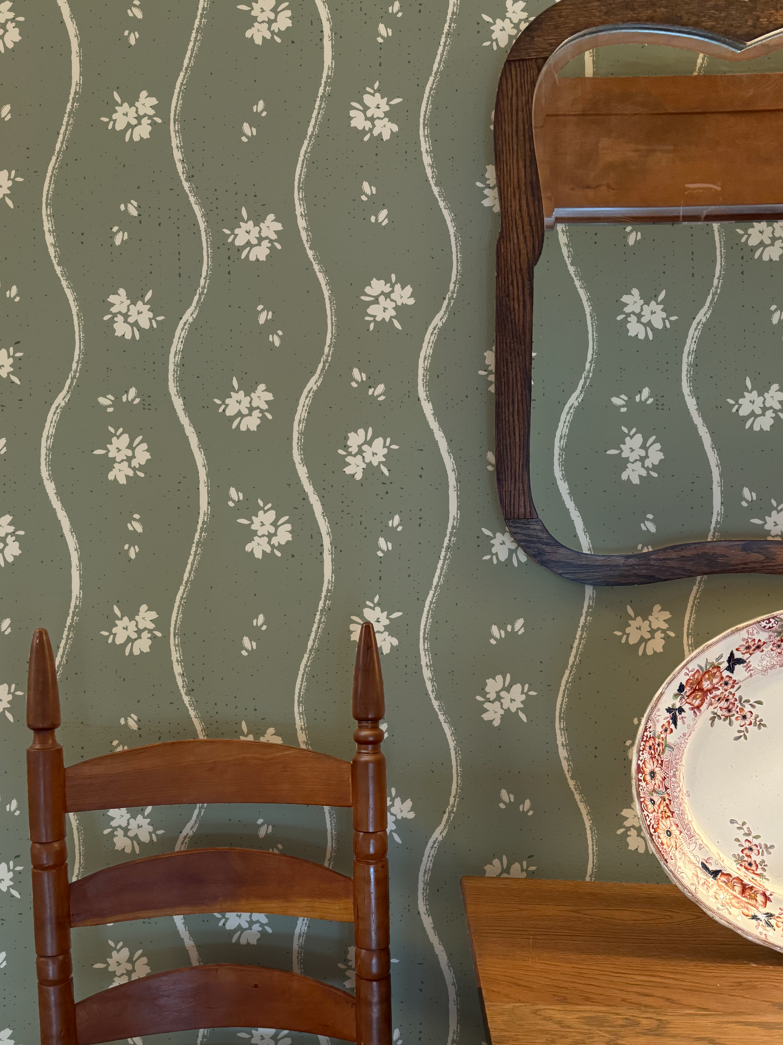 wall mockup with chair and table in hallway