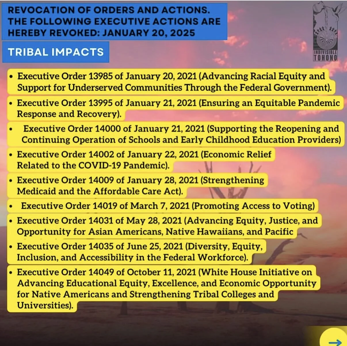 Tribal Impacts of Orders &amp; Actions - Jan. 2025