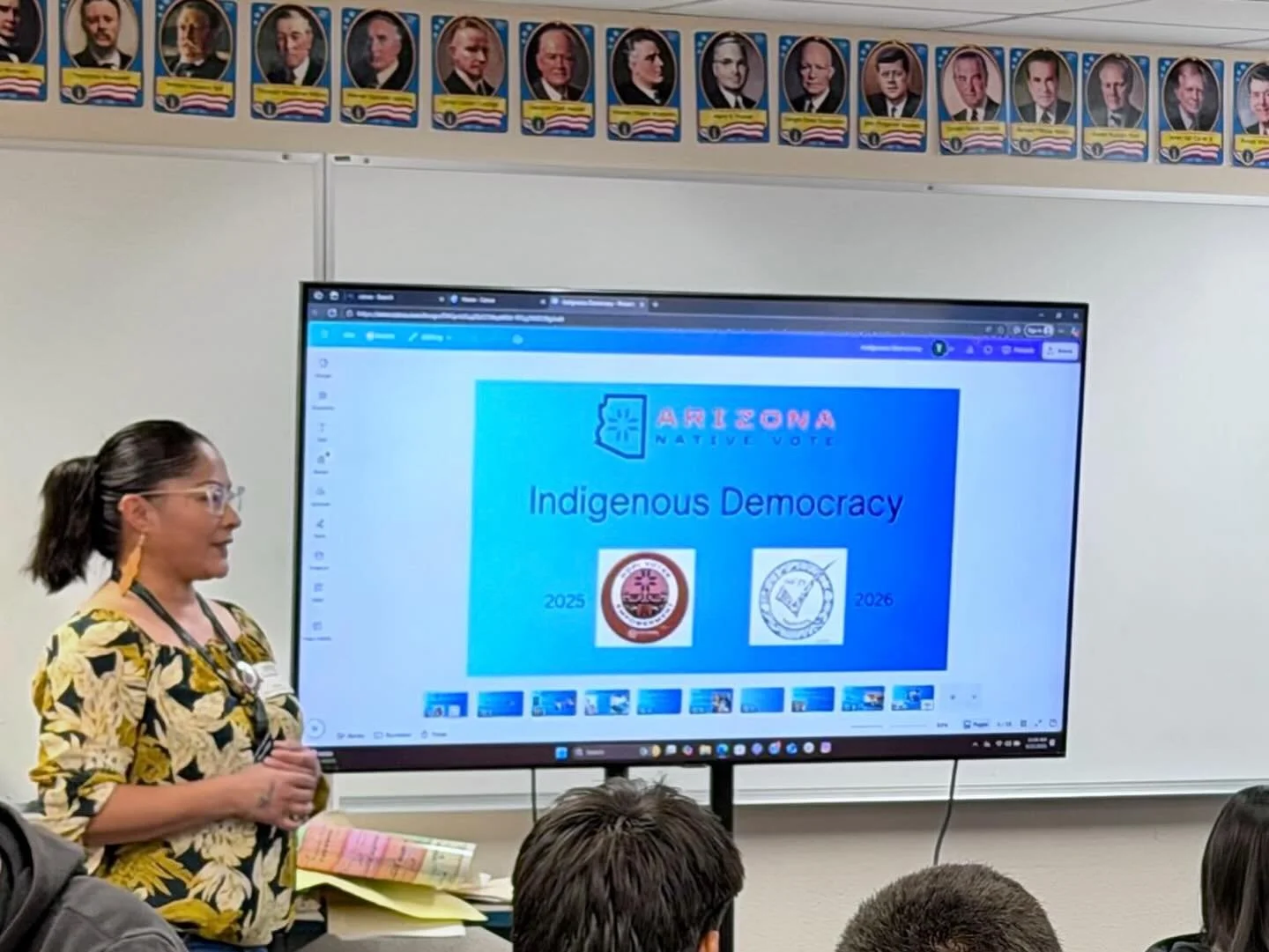 🐶Slush Pubbies for democracy! 🌈 Hopi students are taking part in our Indigenous Democracy Classes this semester. Theresa Ross, Arizona Native Vote Youth Organizer, and Maxine Wadsworth, Navajo County Tribal Outreach are sharing lived experiences ab