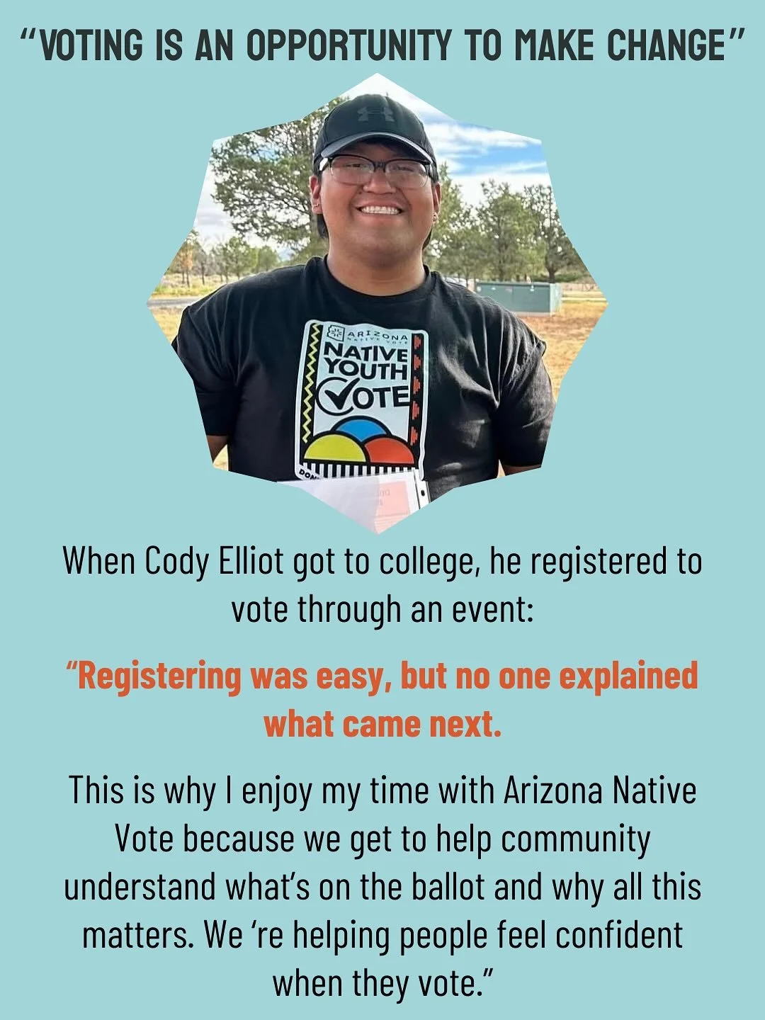 Get to your why. 🪶🗳️ 
Standing up &amp; protecting our communities🪴
Culture, language, food 🫶🏽🗣️🌽
Our planet 🌎 
Education 📚
Safety 🧷
&hellip; &amp; more. 

🤳🏽Learn more https://arizonanativevote.org/voter-programs

✅Check your voter regis