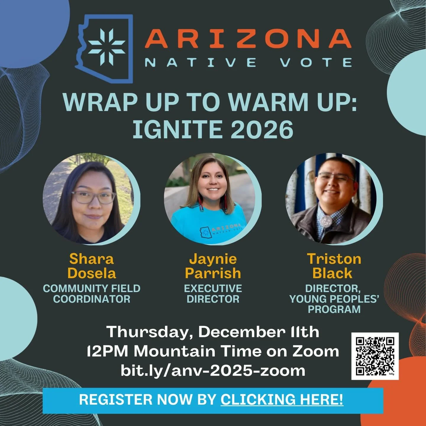 📣📣Join us!&nbsp;🪶🪶
WRAP UP TO WARM UP: IGNITE 2026
Thursday, December 11th
12PM MT on Zoom
bit.ly/anv-2025-zoom

REGISTER NOW by clicking here! bit.ly/anv-2025-zoom
🔗 stories &amp; bio 

&nbsp;&nbsp;&nbsp;&nbsp;&bull;&nbsp;&nbsp;&nbsp;&nbsp;Welc