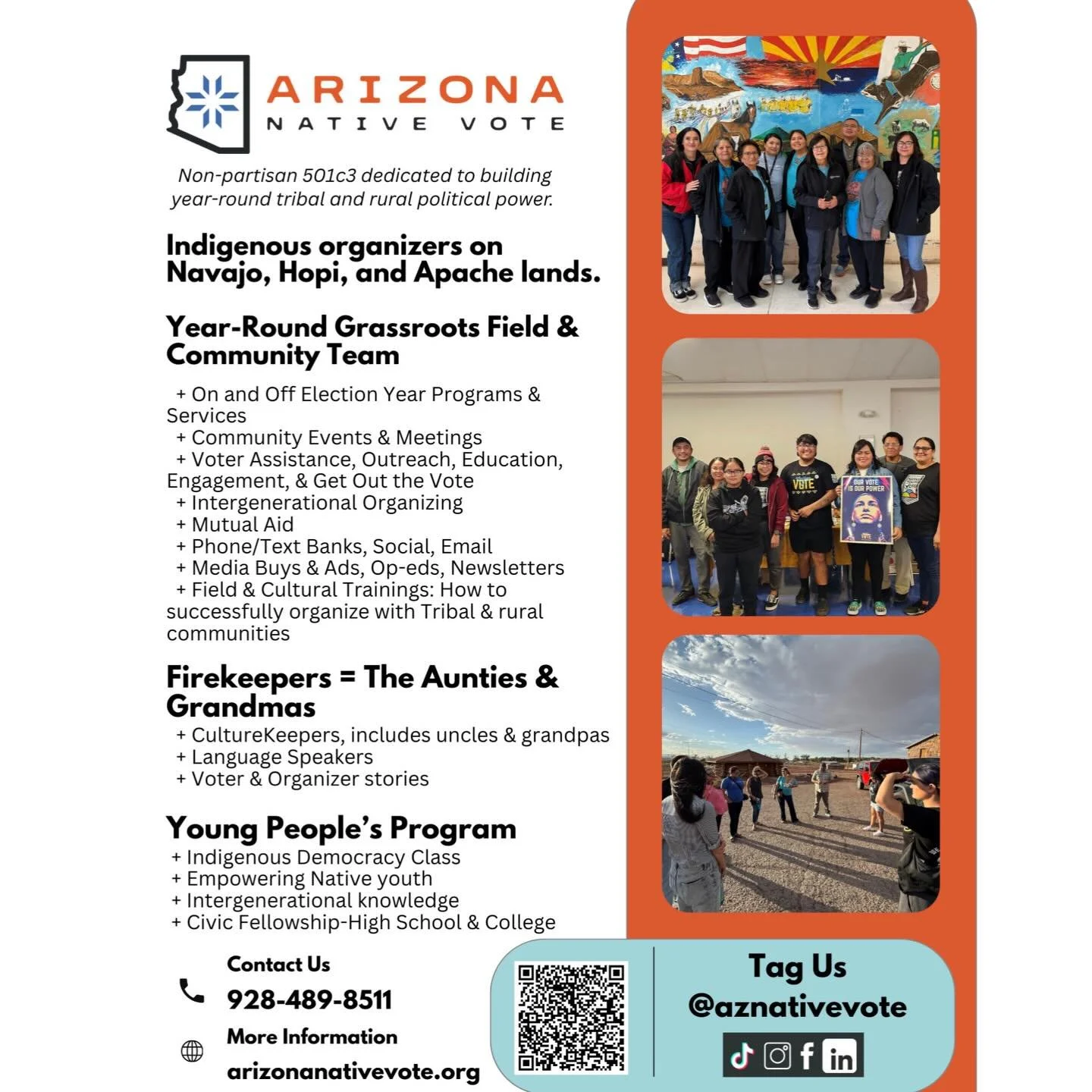 🙌🏽Thanks to Arizona Native Vote Firekeepers🔥, youth🌱, staff🐎, 🌽leadership, and 🤝partners, we are reaching more young people and their families across our service region. 

We are getting more folks to see how their vote truly does matter and i