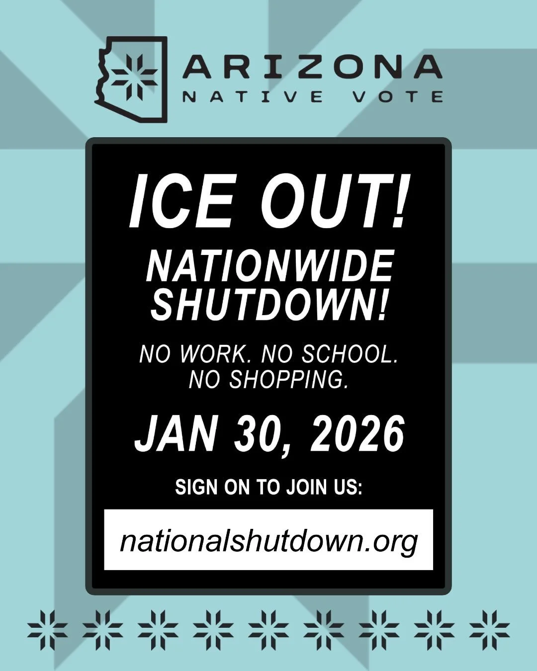 On Friday, January 30, Arizona Native Vote joins a nationwide day of no school, no work and no shopping. Please join us &amp; find your local protest here: https://nationalshutdown.org/actions 🔗 in stories 

The people of the Twin Cities have shown 