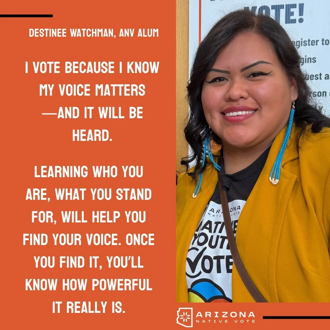 Get ready for the primary election!
Start by checking your voter status at my.arizona.vote
🗓️AZ Voter Registration Deadline ▶️June 22. 
🗳️AZ Primary Election Day ▶️July 21. 

For more info. visit Arizona.Vote  and arizonanativevote.org  Let us know