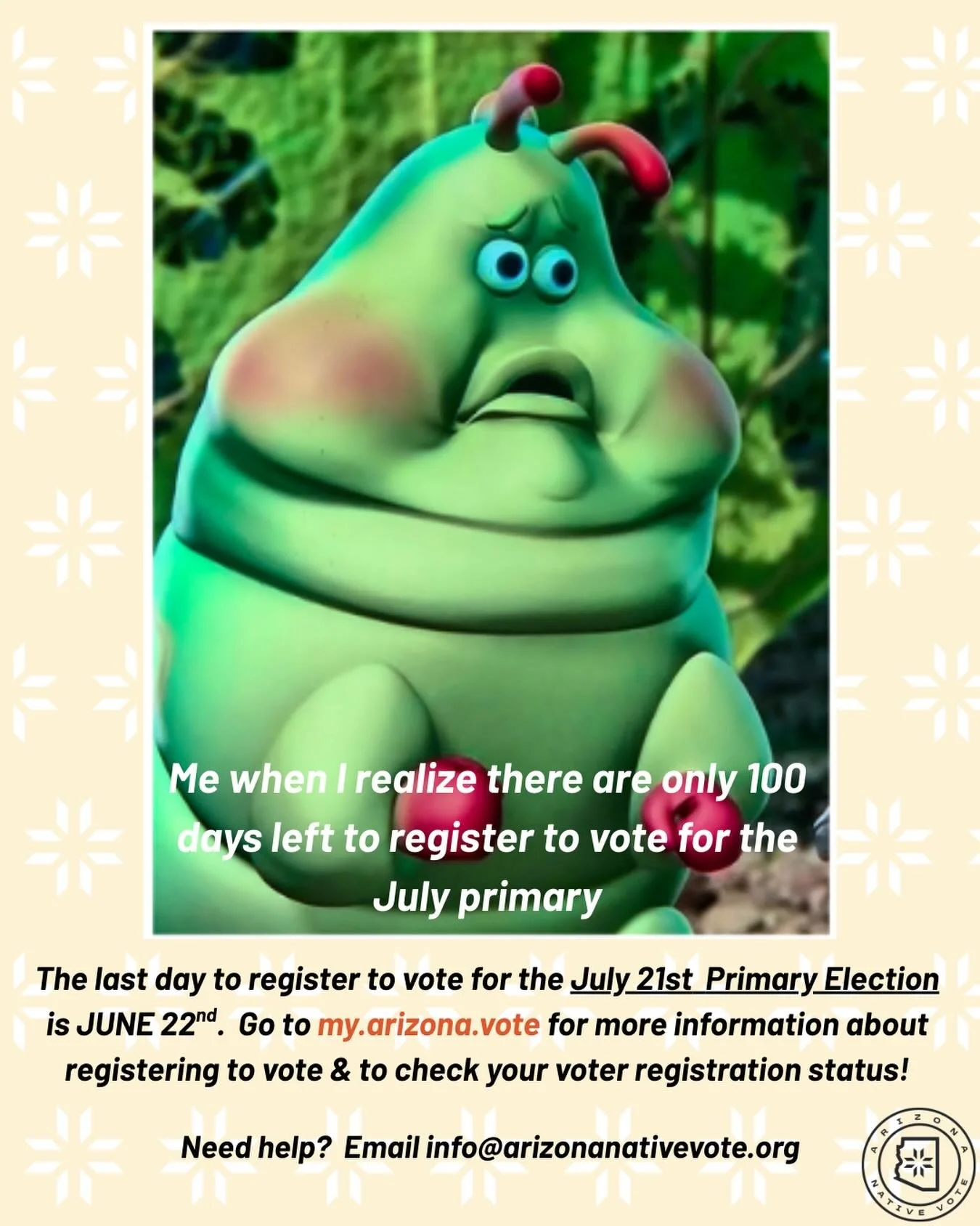 🐛 my.arizona.vote ➡️check voter status 💯
🦋 arizona.vote ➡️register to vote 🗳️