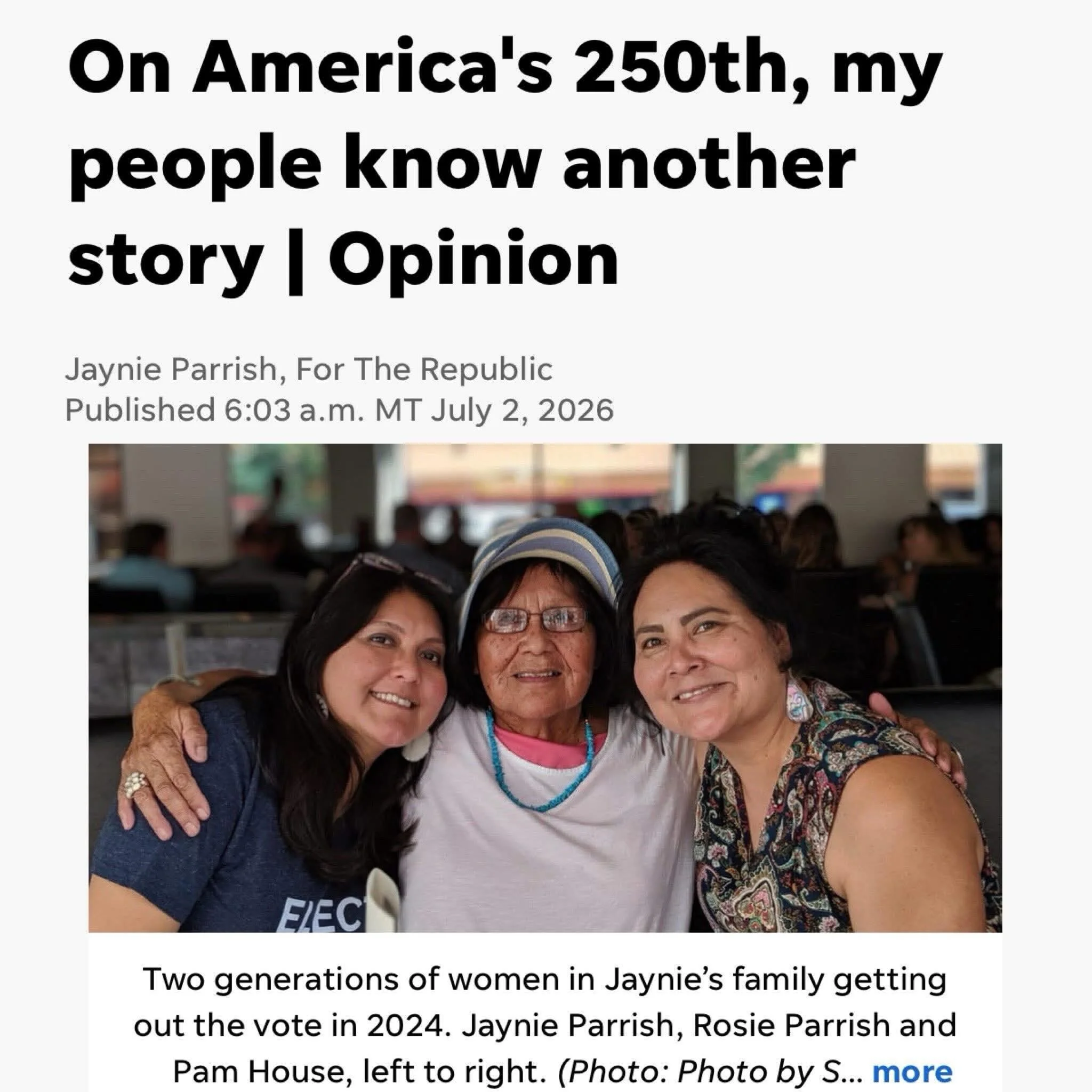 It&rsquo;s a complicated country, but we love our lands and people. Our executive director Jaynie Parrish penned an OP-ED for the AZ Republic and its published today (7.5.26) in the Sunday edition. You may also read the full text on our blog at https