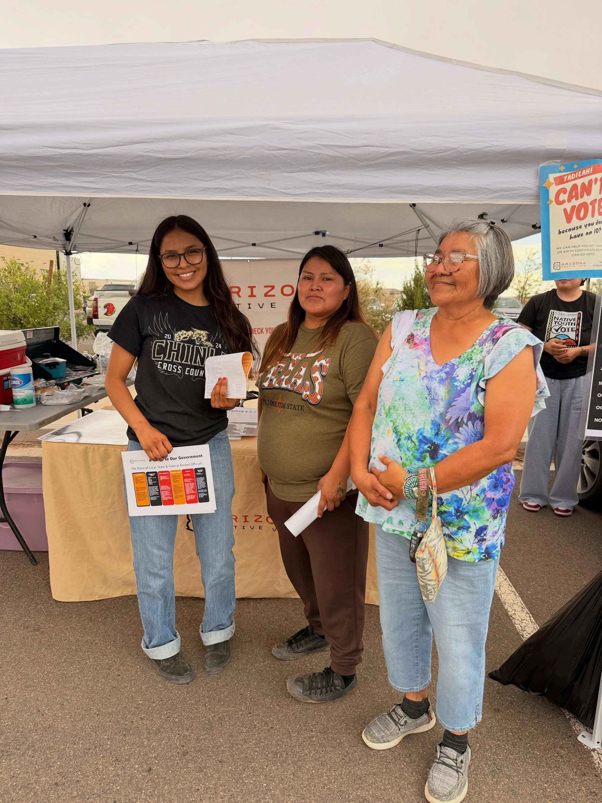 Happy voting! First time voters. First time learning about vote centers. Let&rsquo;s check your status. Text 3 more family members and remind them to vote today. 

ANV crew here visiting with voters.