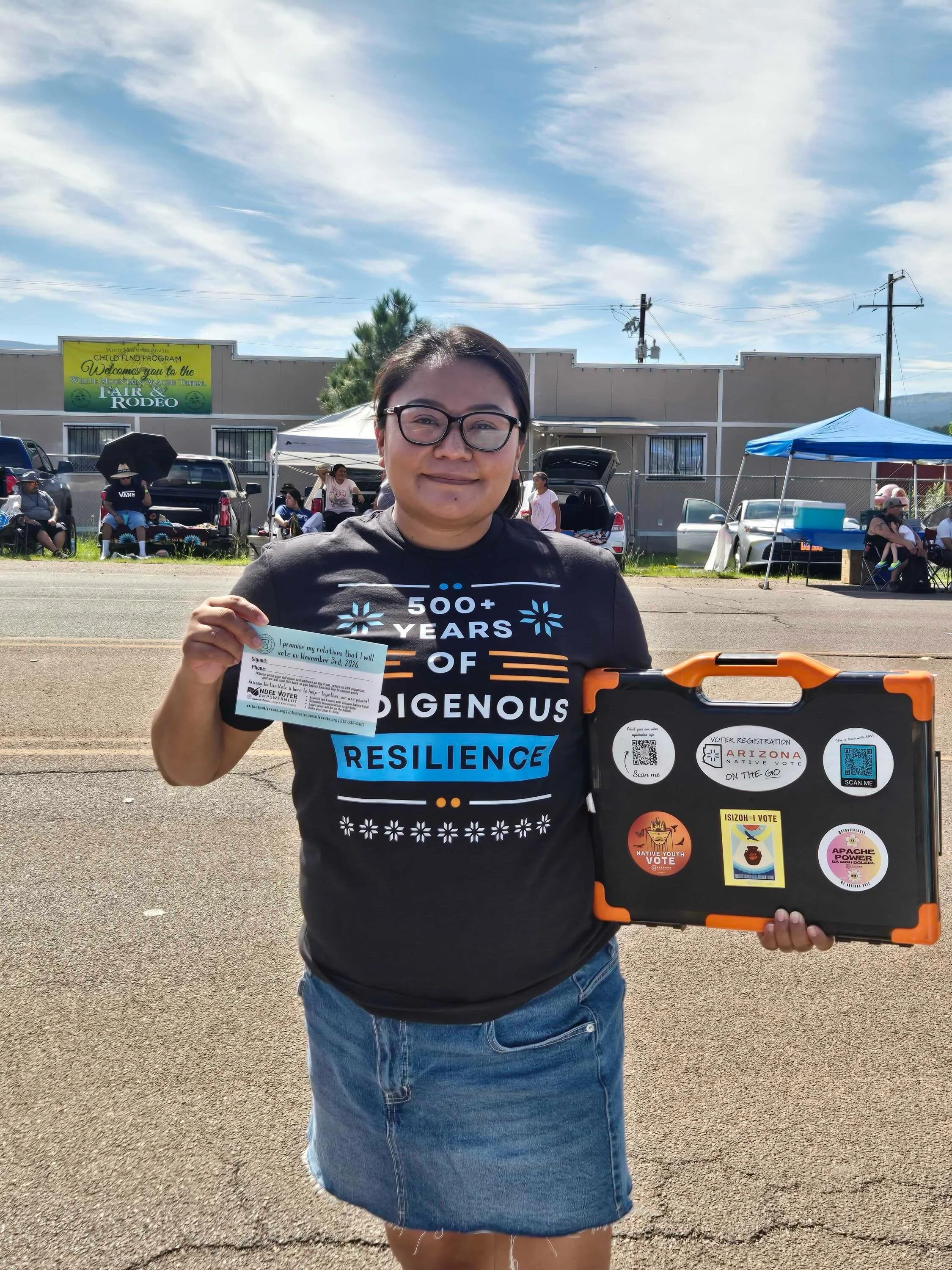 This is Apache Power! ✊🏽Did you know that 3,000 more White Mountain Apache voters showed up in 2024 than in previous elections? Let&rsquo;s do it again and increase voter turnout. Ndee Voter Power is for real! 🗳️

Organizers Shara and Kaia are out 