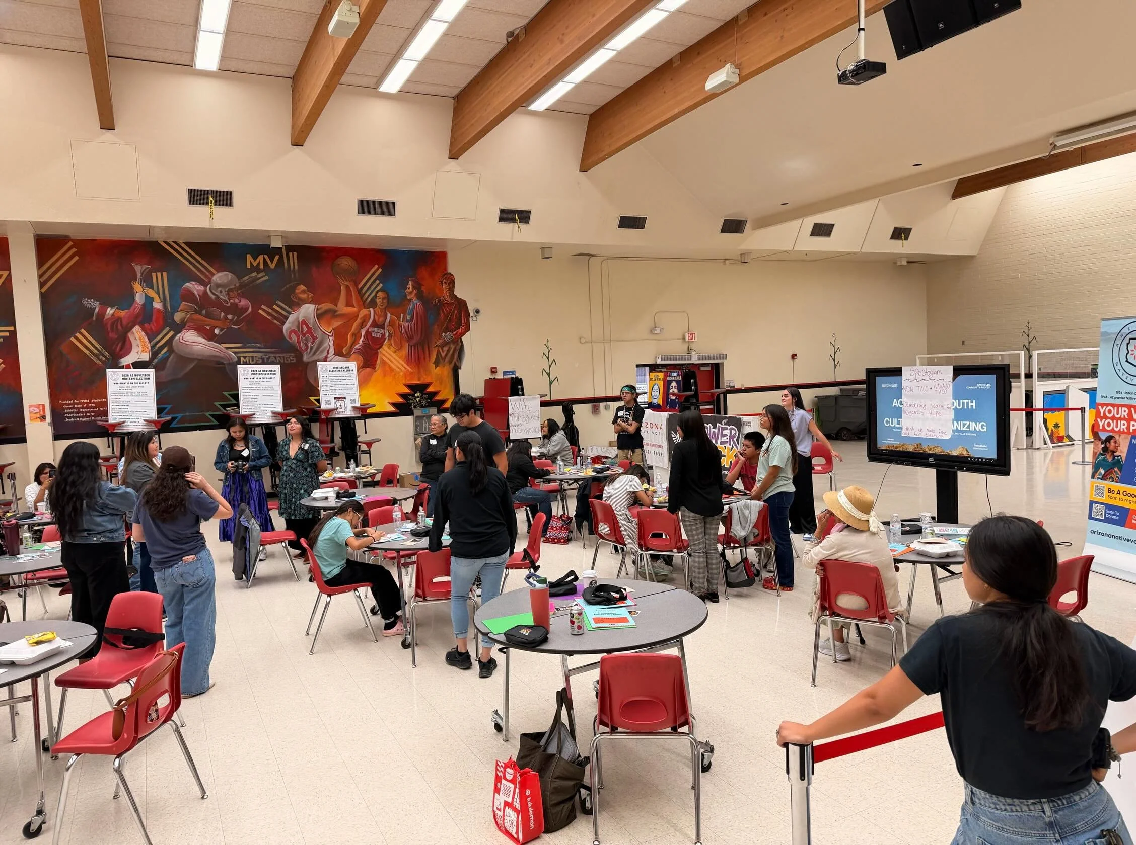 Theresa and Kaia, our ANV youth field workers from White Mountain Apache and Hopi land, brought youth with them to complete a full-day Movement School and sign up for a nonpartisan election protection shift! Thank you to our sister organizations @pro
