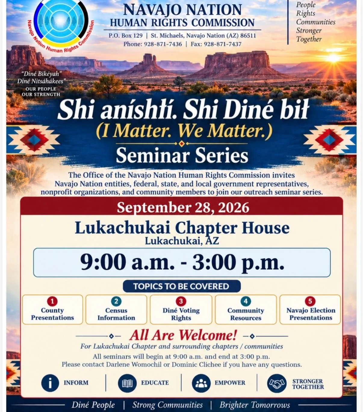 Join us this Monday 9/28/26 in LA 9am-3pm for the We Matter seminar series hosted by the @nn.humanrightscommission  Our team will provide critical voter and election information. 

Lukachukai will be the first stop of nine meetings across the Navajo 