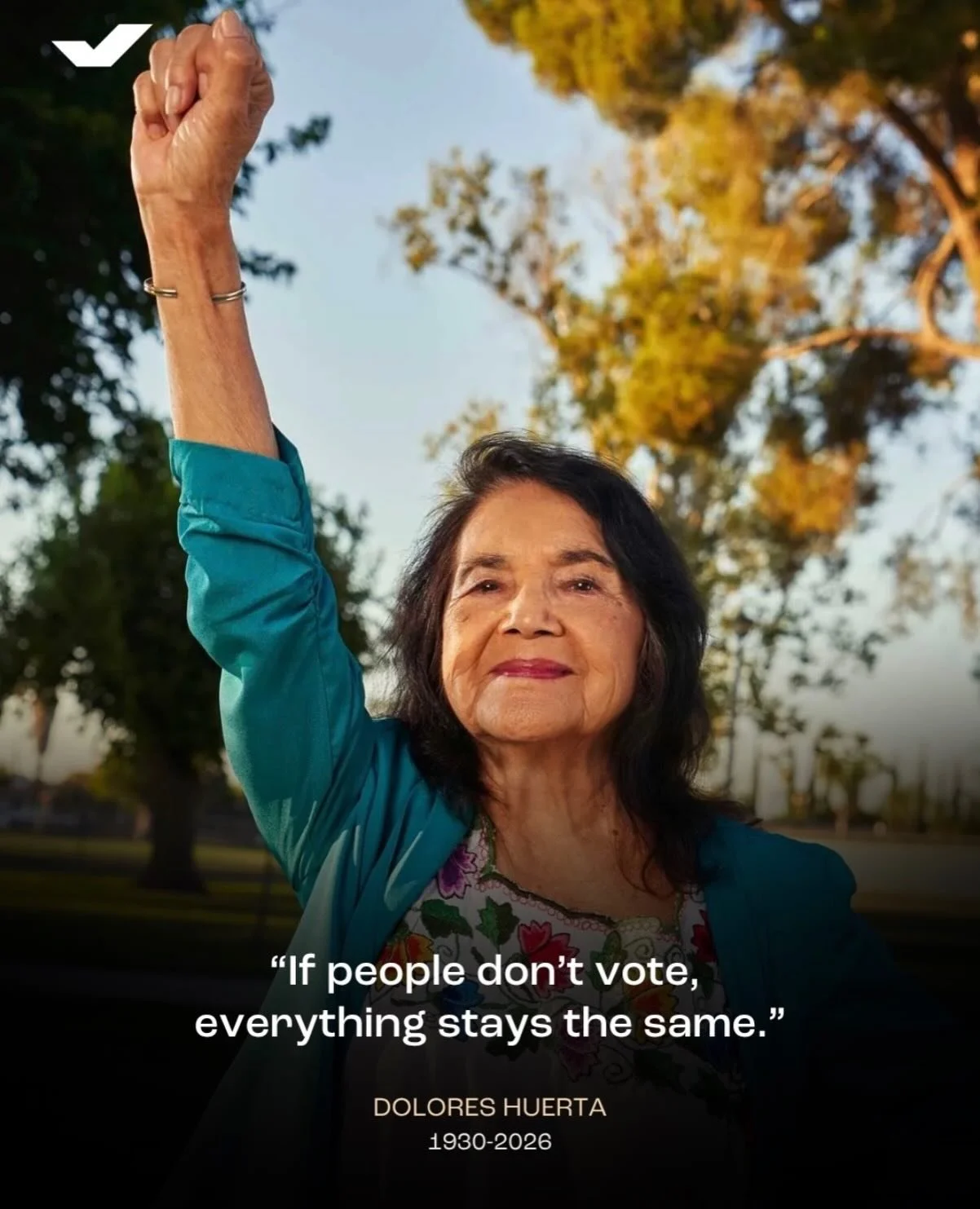 Legend. Strong woman. Fighter. Gracias Dolores Huerta for standing up for all of us. S&iacute; se puede. ✊🏽

#repost @doloreshuerta family: We are deeply saddened to announce that our beloved mother, Dolores Huerta, has passed away today at the age 