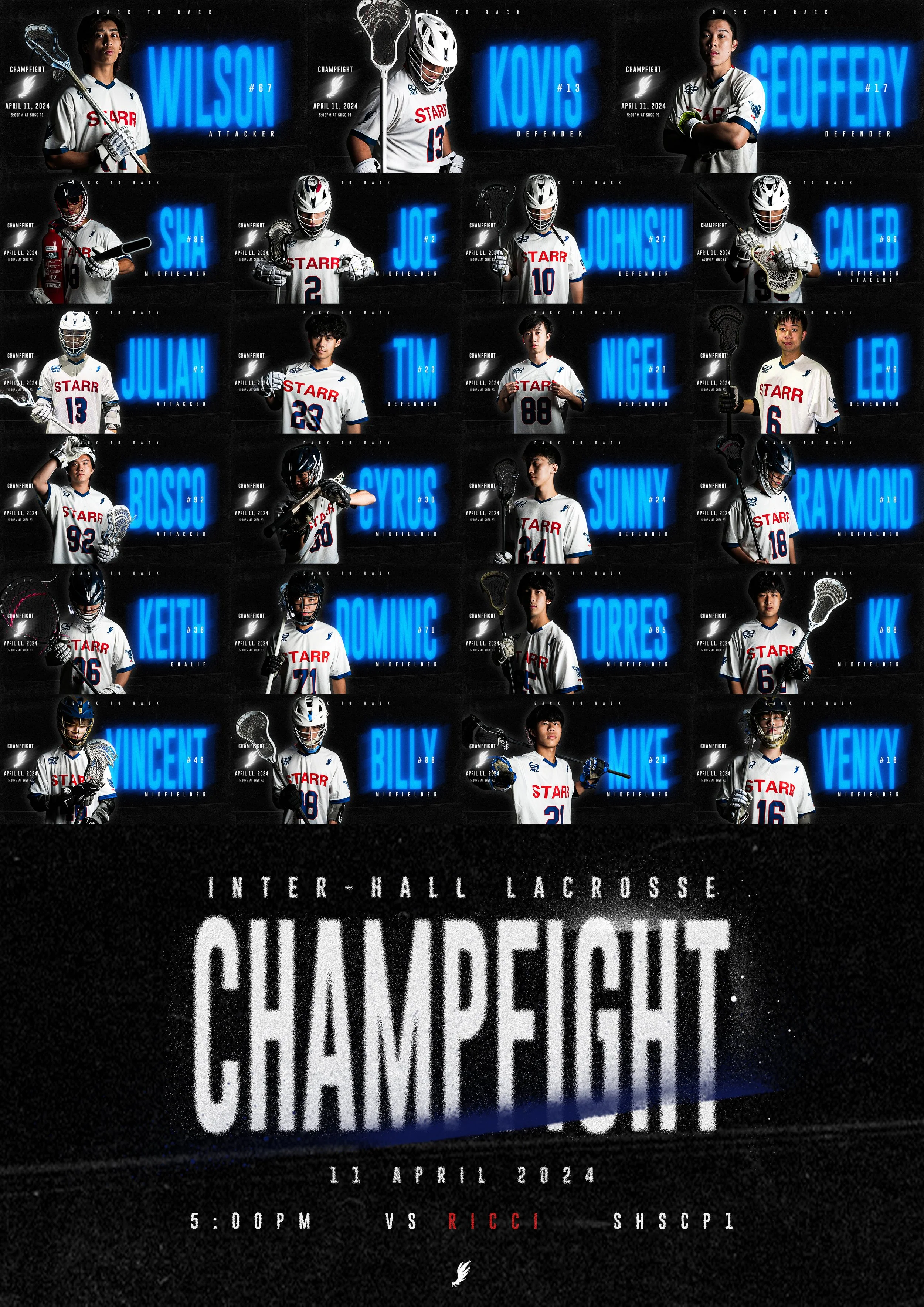 Starr Hall Men's Lacrosse Team Champ Fight 2024