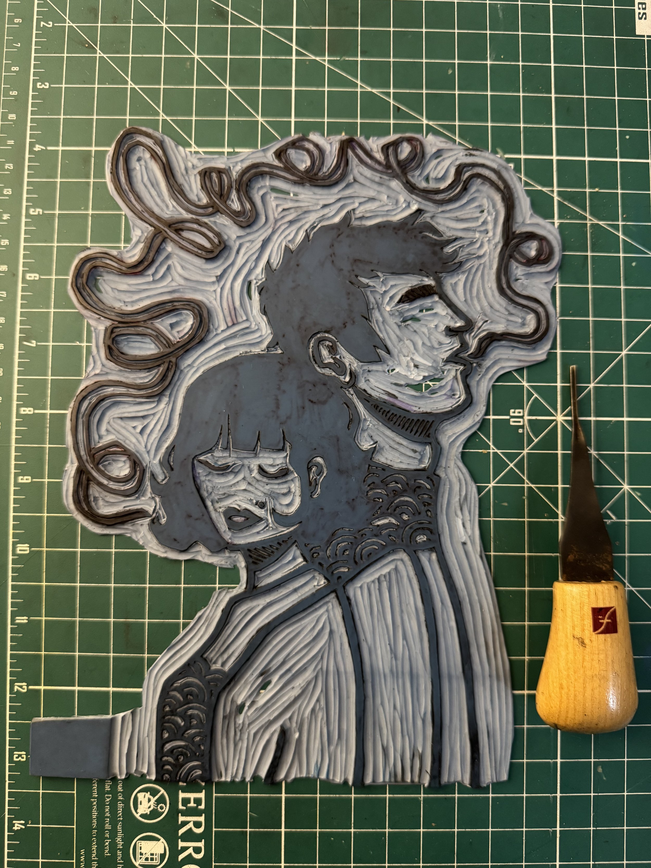 lost in translation block print, couple standing back to back art, couple art, gray area relationship art