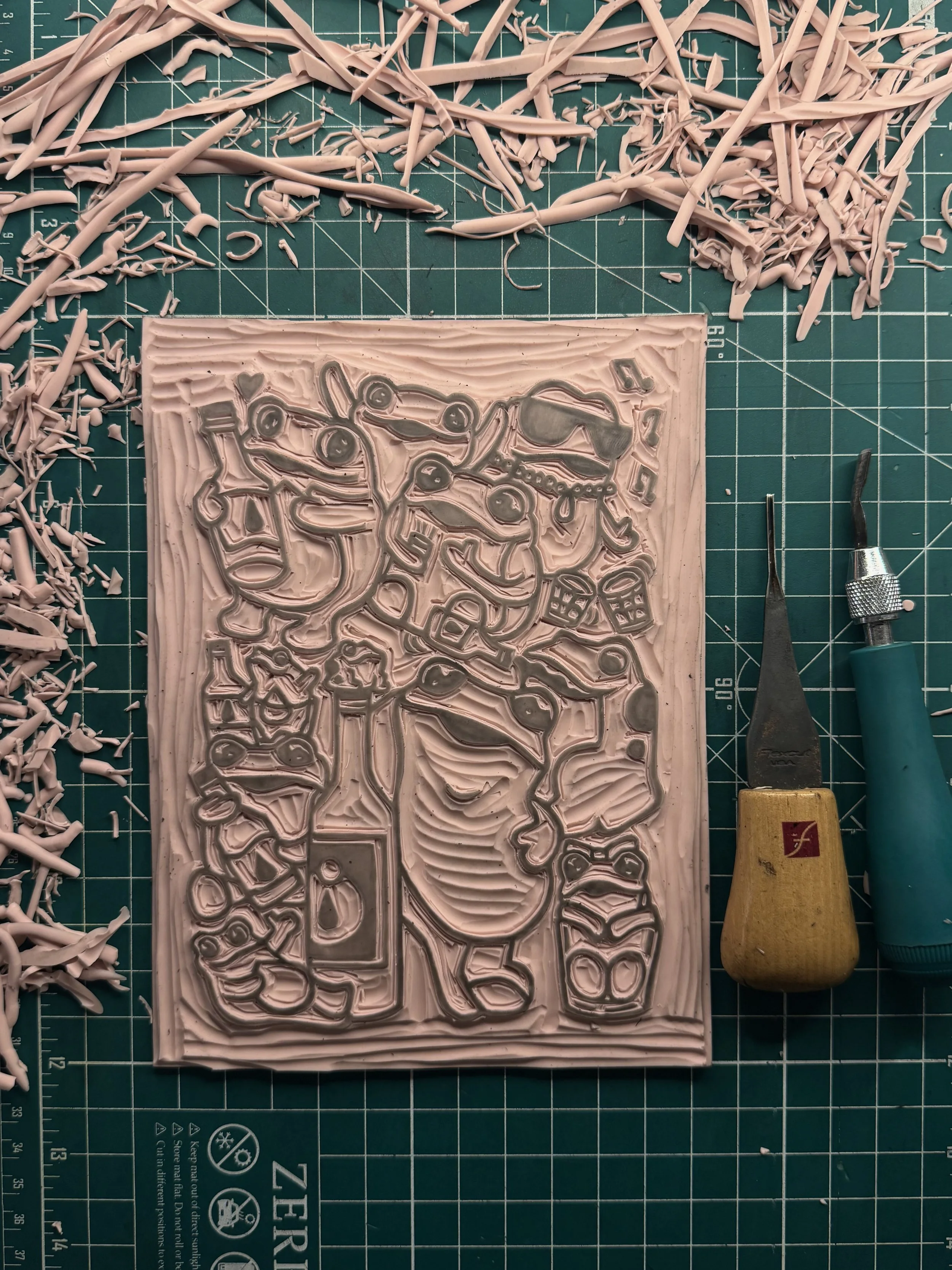 soju-frogs-blockprint-linocut-carving.JPG