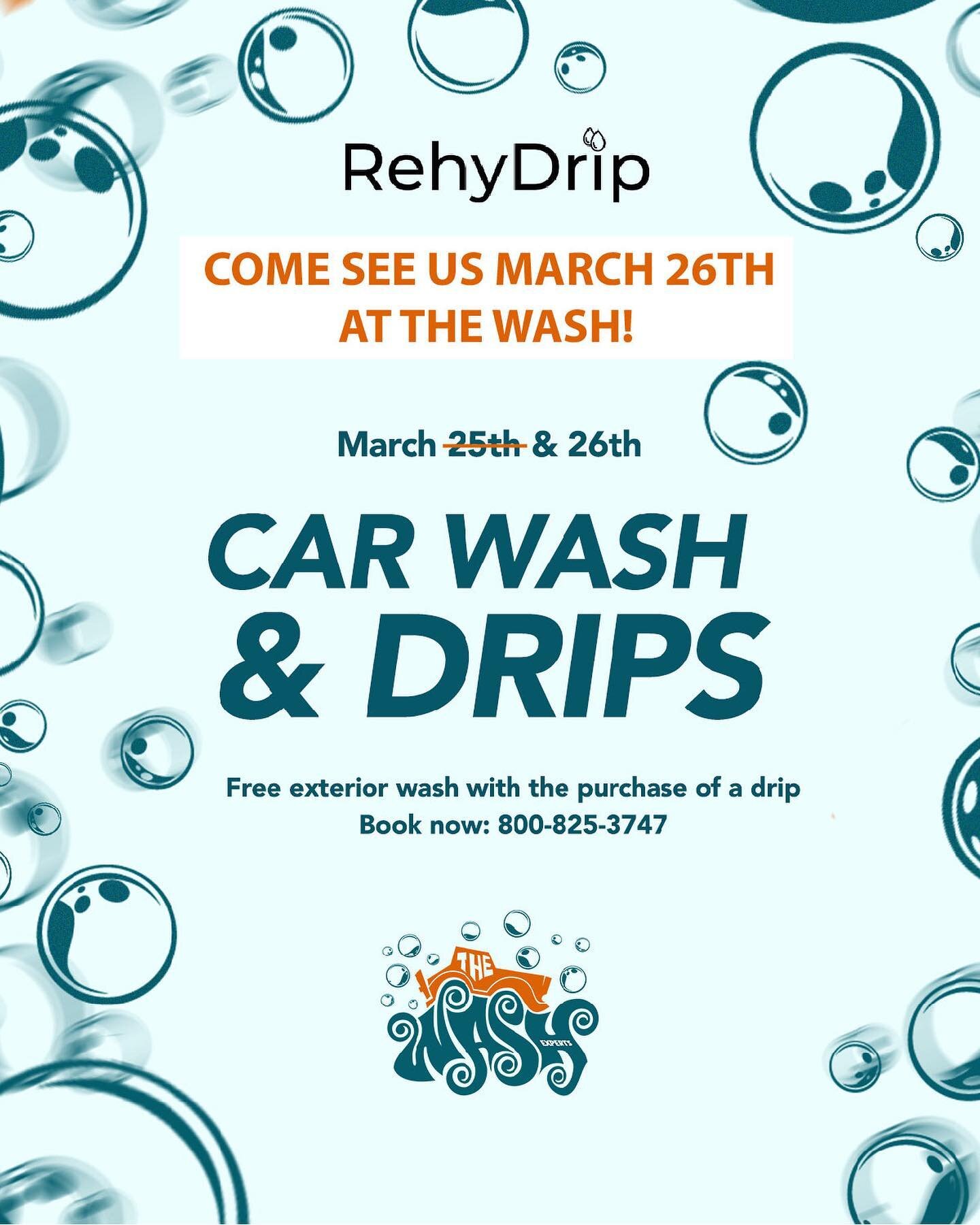 Due to the weather forecast, we will need to rain check March 25th. Nonetheless, we will be at the wash ready to hook you up with a hydrating, vitamin infused drip on Sunday March 26th from 12pm-6pm at The Wash located at 2390 McDonald Ave. Get a FRE