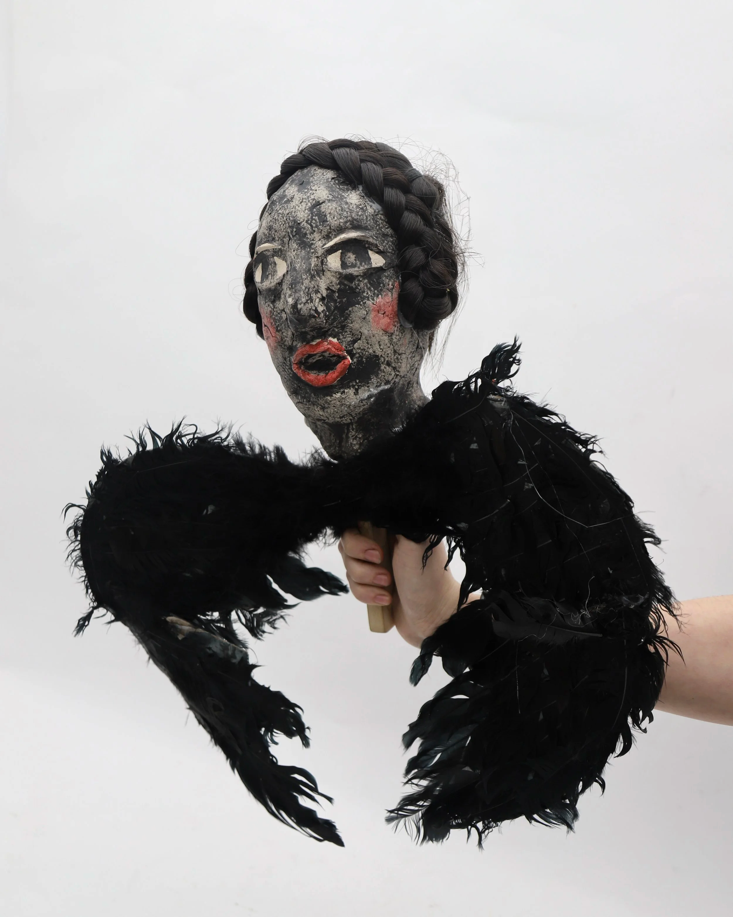 Sister, 2025 

- House paint, clay, hair, paraffin, feathers, papier-mâché
- (tbc)