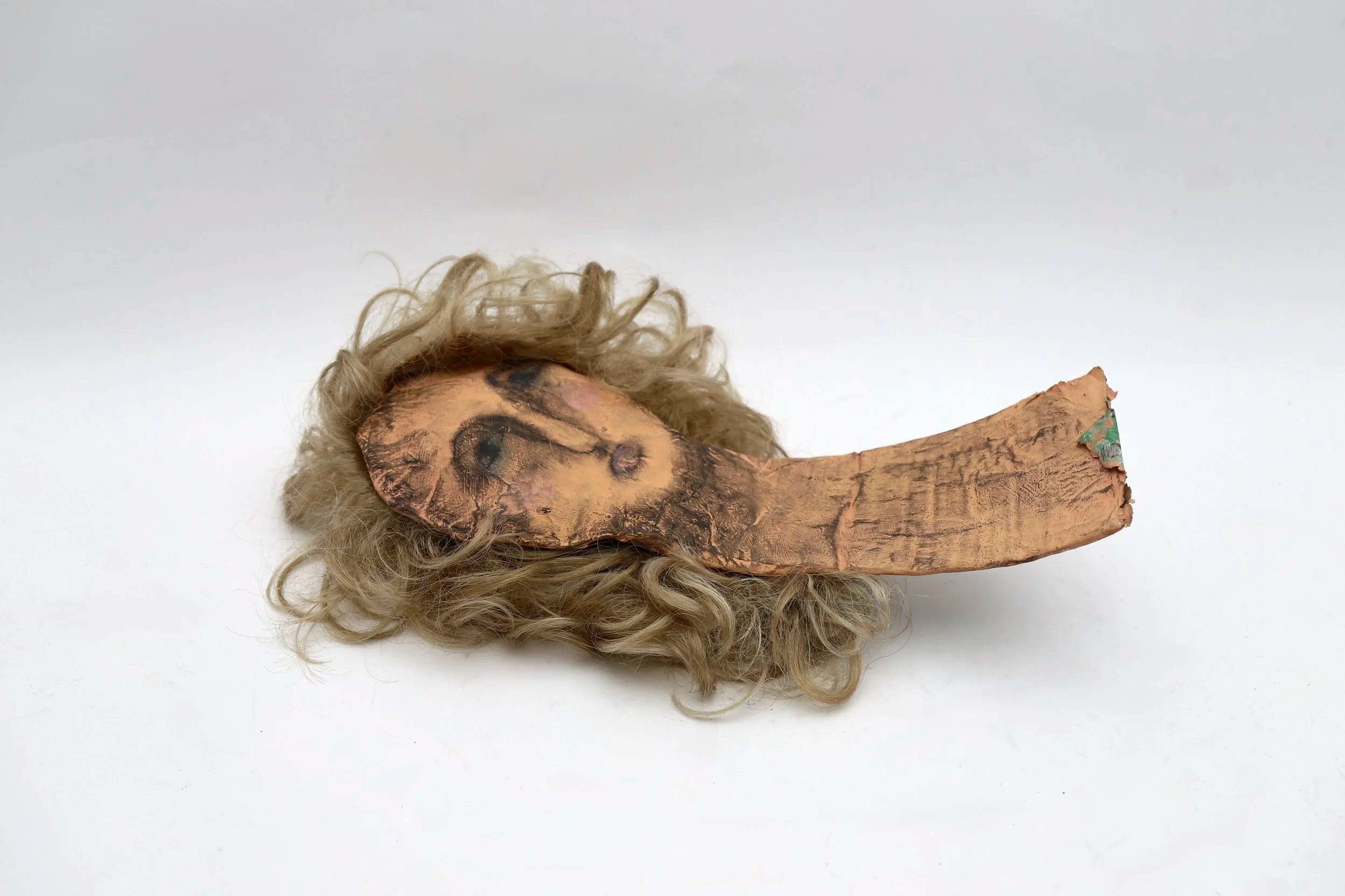 Jolie, 2025

- House paint, charcoal, hair, papier-mâché
- (tbc)