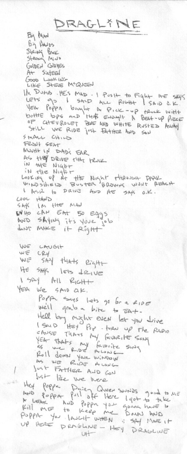 Handwritten Lyrics: Dragline