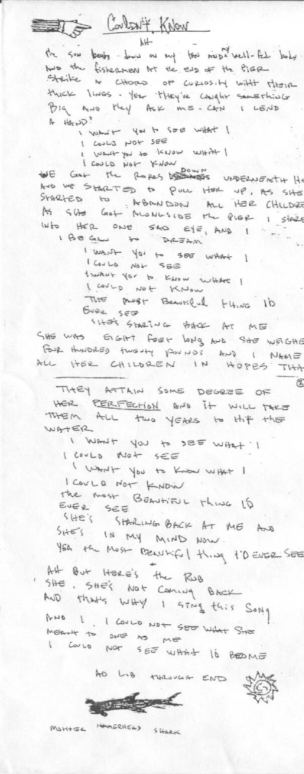 Handwritten Lyrics: Couldn't Know