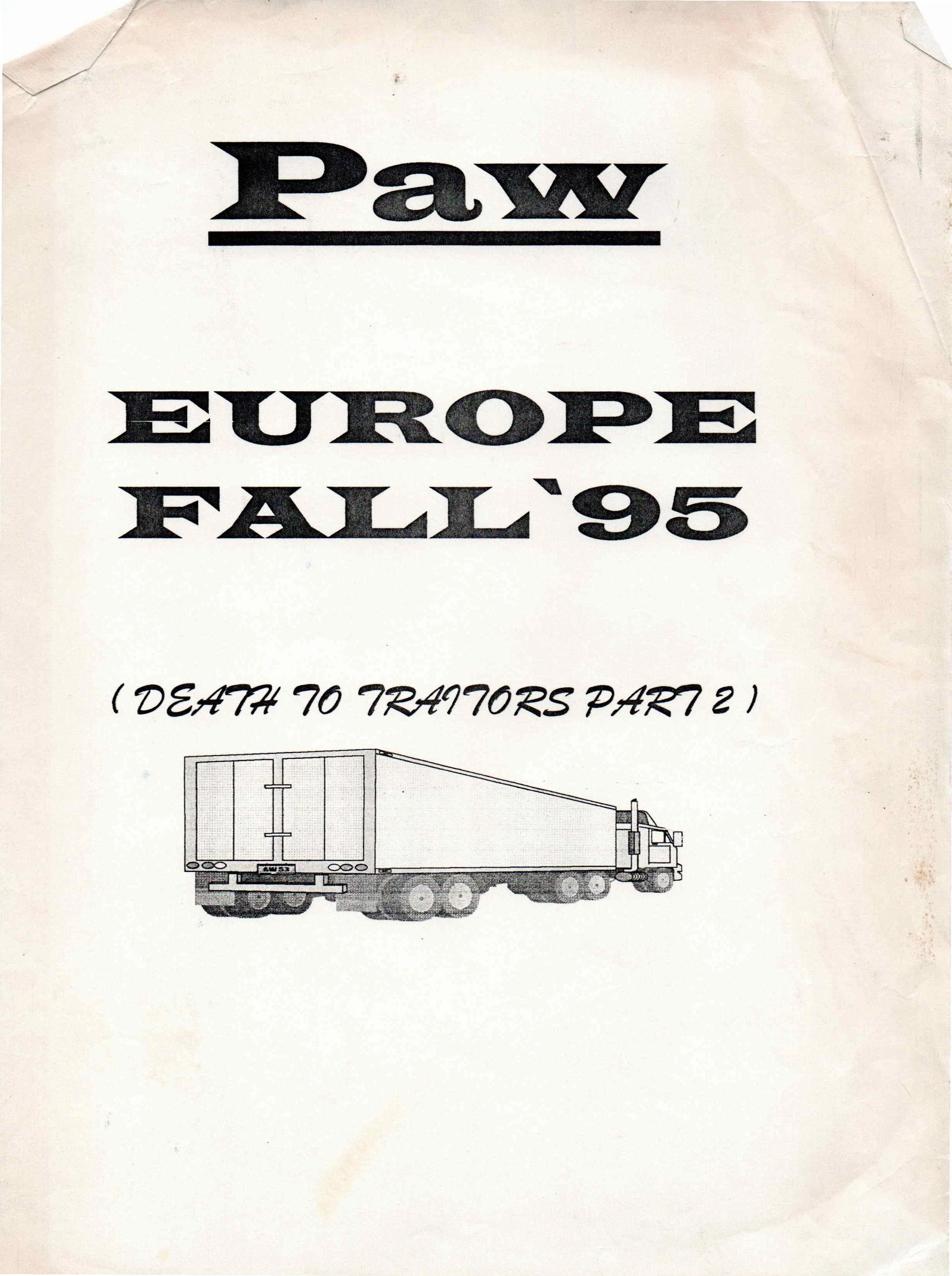 Tour Calendar for Europe, Fall 1995