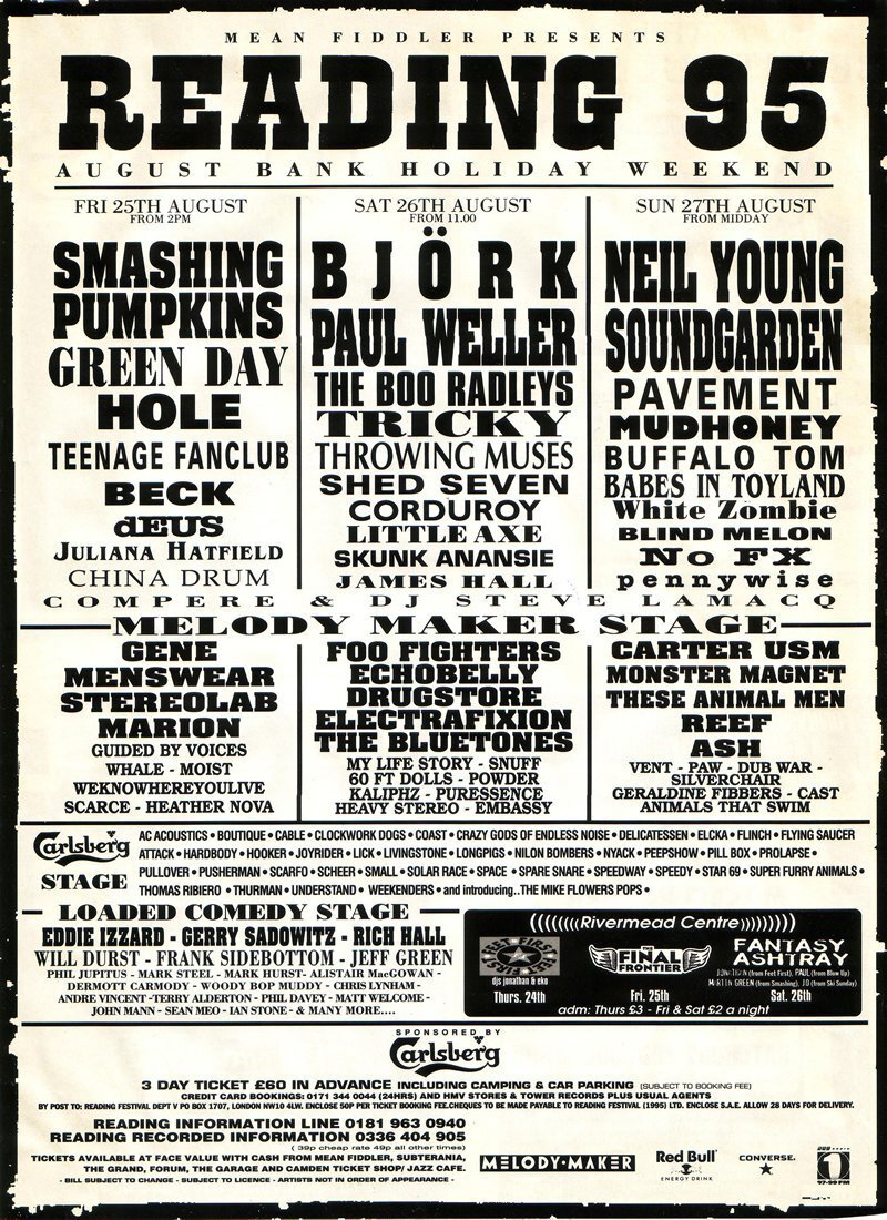 Concert Flyer: Paw at Reading Festival, August 1995