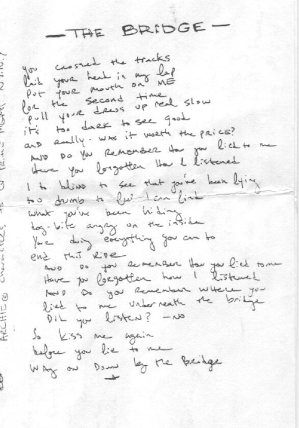 Handwritten Lyrics: The Bridge