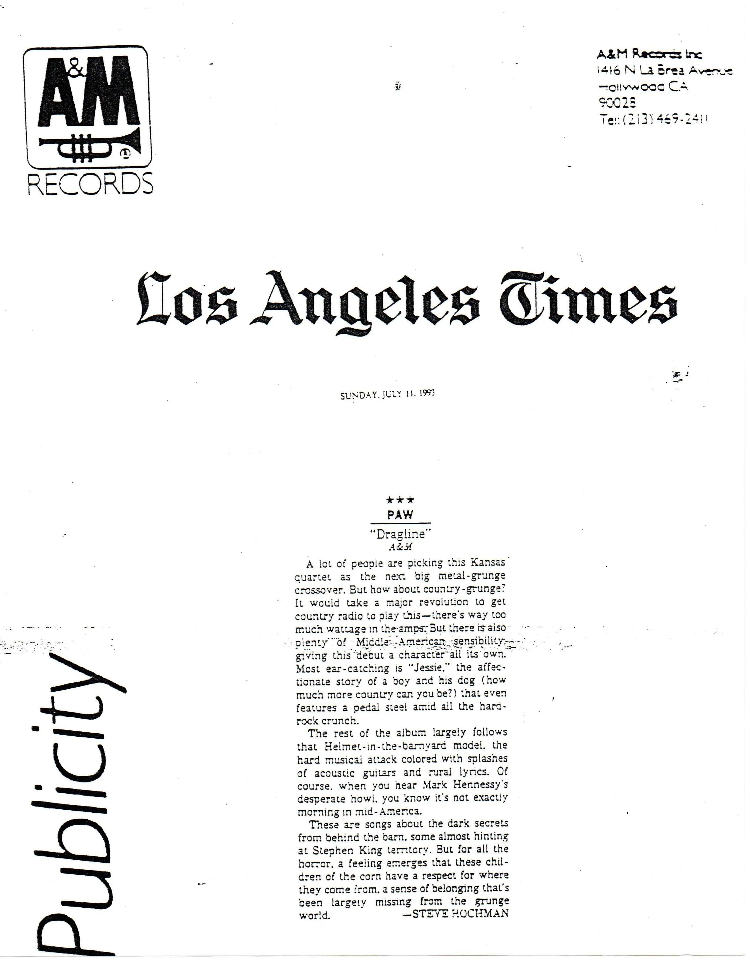 Country Grunge? Dragline Review in the LA Times