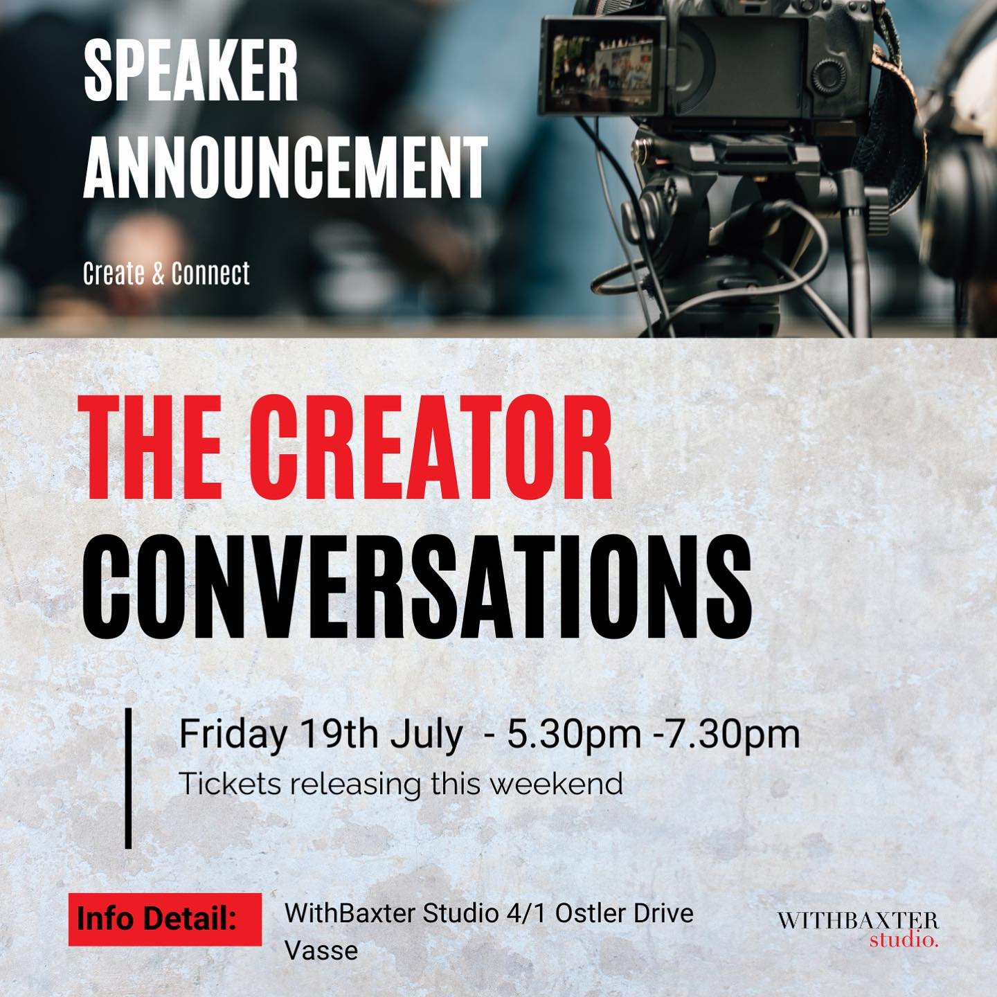 The Creator Conversations instalment number ii 

Friday July 19th 5.30pm to 7.30pm 

🥁🥁🥁🥁

We have all admired the next two speakers work on numerous occasions, I can guarantee it! 

We are so excited to be able to host Josh Ball &amp; Emma MacAu