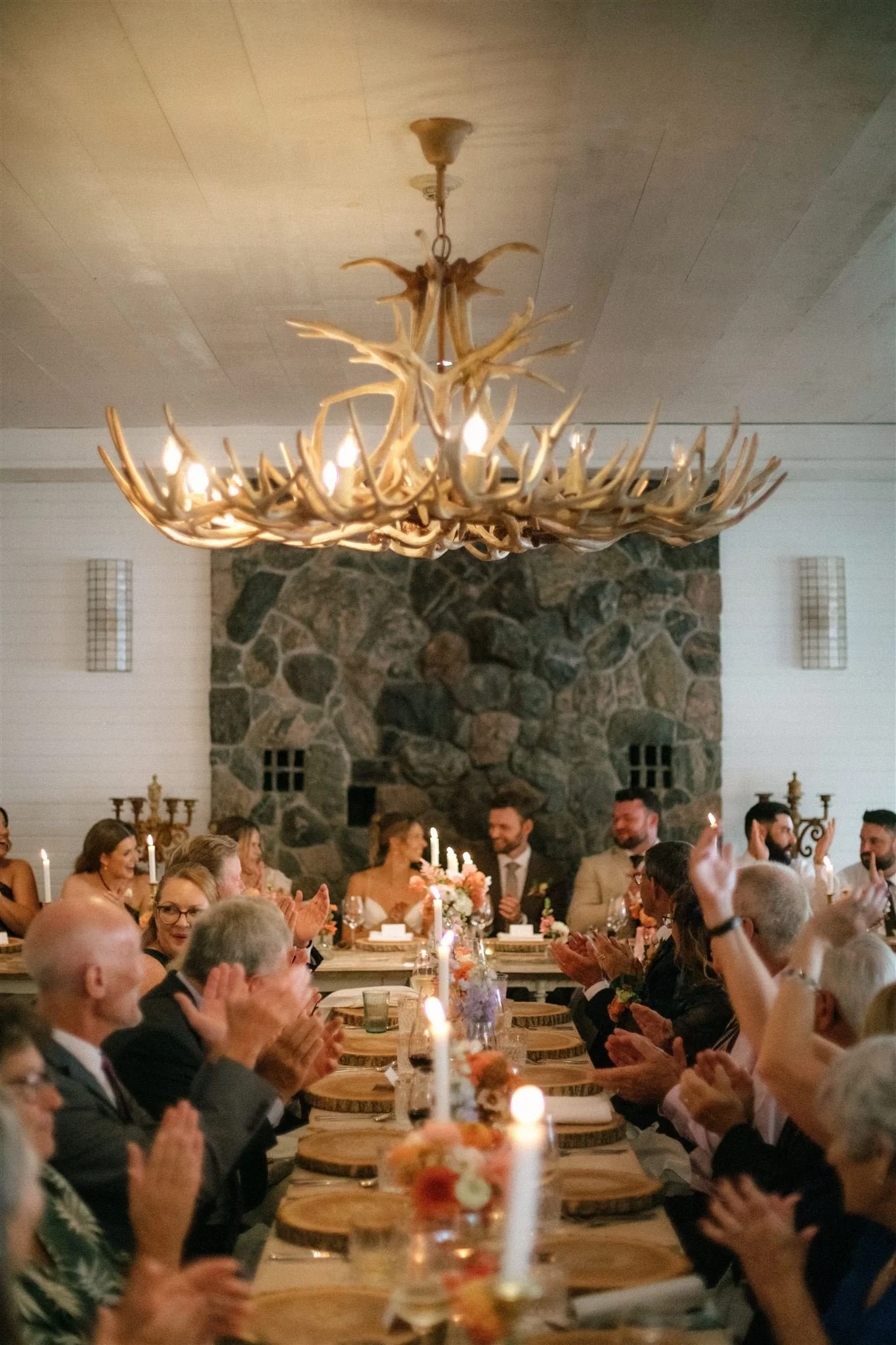 Candlelit dinner inside the main cabin at Northridge Inn wedding