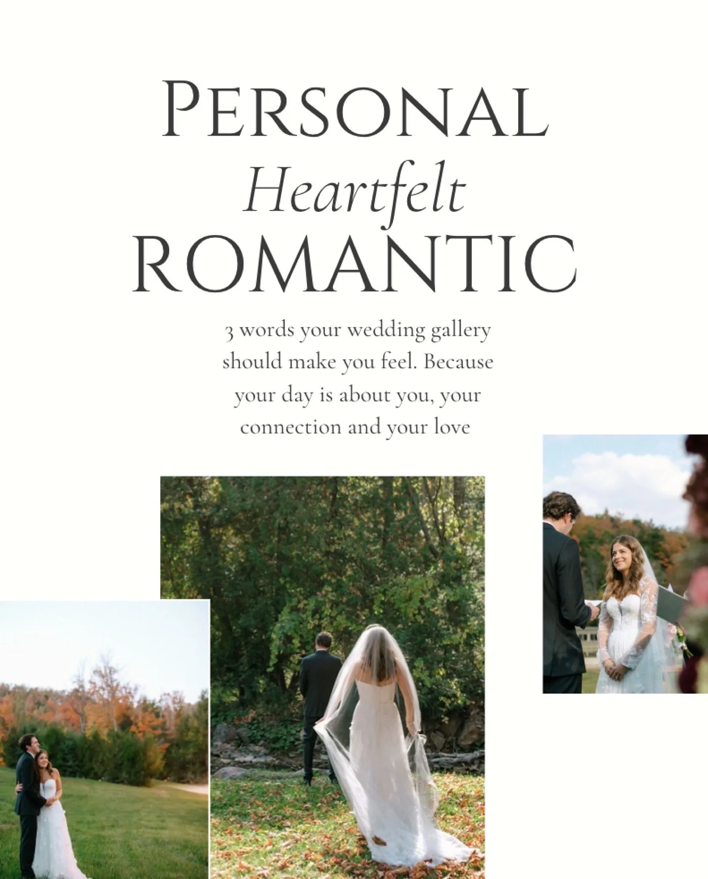 When I photograph a wedding, I&rsquo;m focused on three things:
Presence - So you can actually be in the day, not just move through it.
Connection - Between you, your people, your place.
Story - Because your gallery shouldn&rsquo;t feel like poses, i