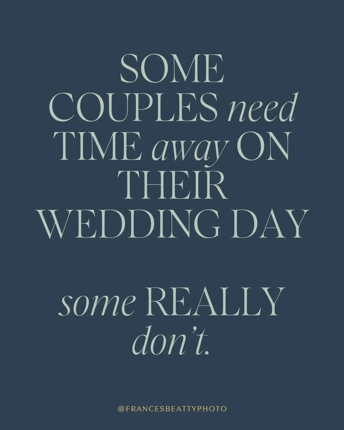 There&rsquo;s a lot of advice about how to structure your wedding day.

Take time away.
Stay with your guests.
Make sure you get all the photos.
Don&rsquo;t miss anything.

And it makes sense. There&rsquo;s a lot of noise around what a wedding day sh