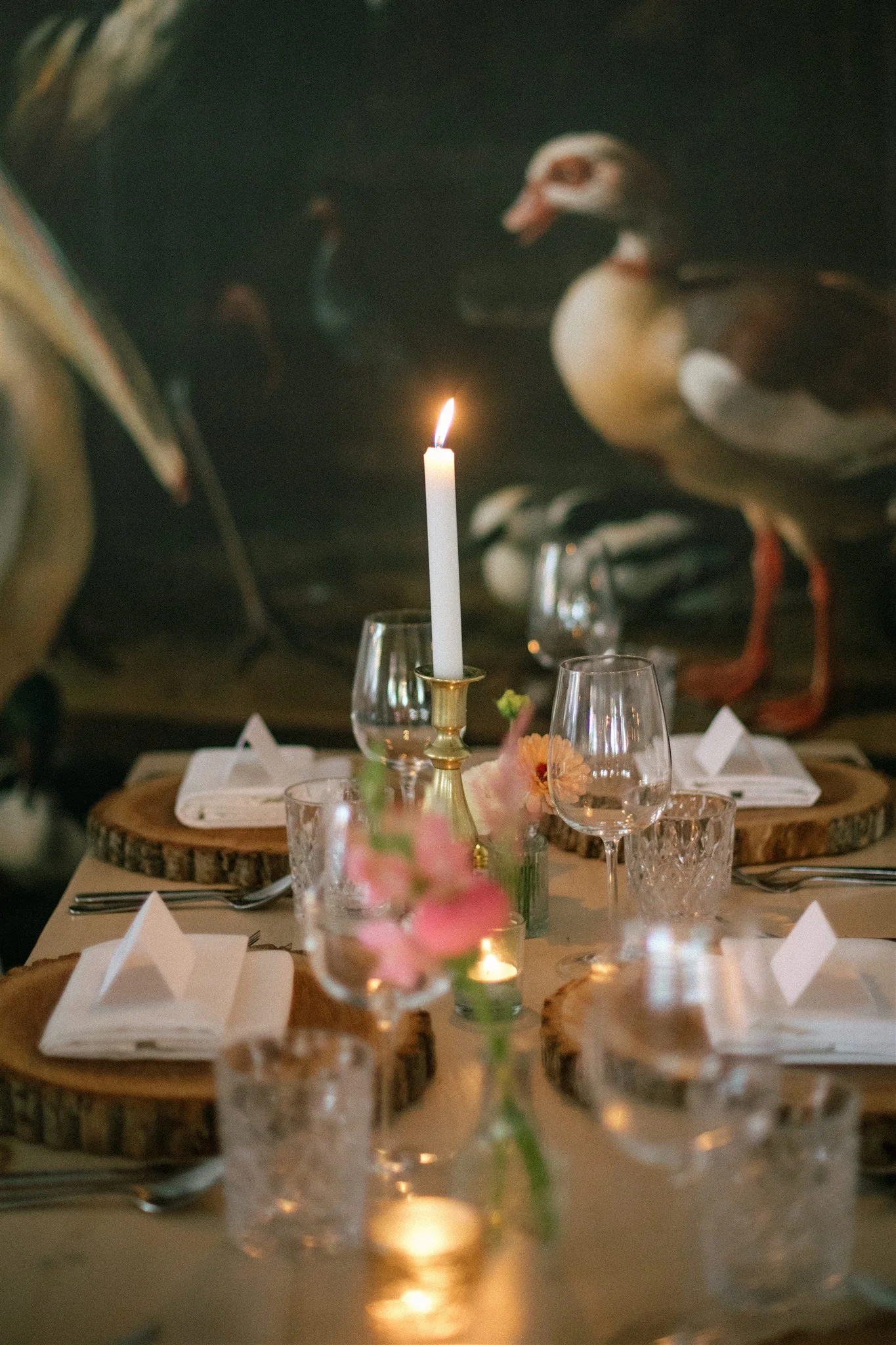 Candlelit dinner inside the main cabin at Northridge Inn wedding
