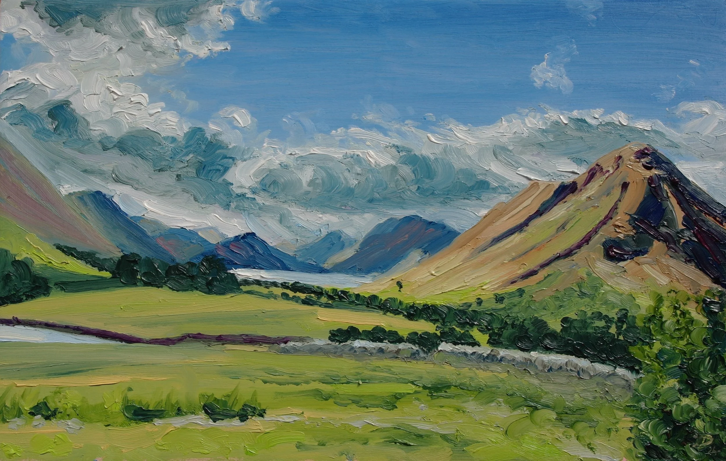 Towards Crummock from Thackthwaite.    Oil on Board.   30cm x 20cm.   (August 2024)