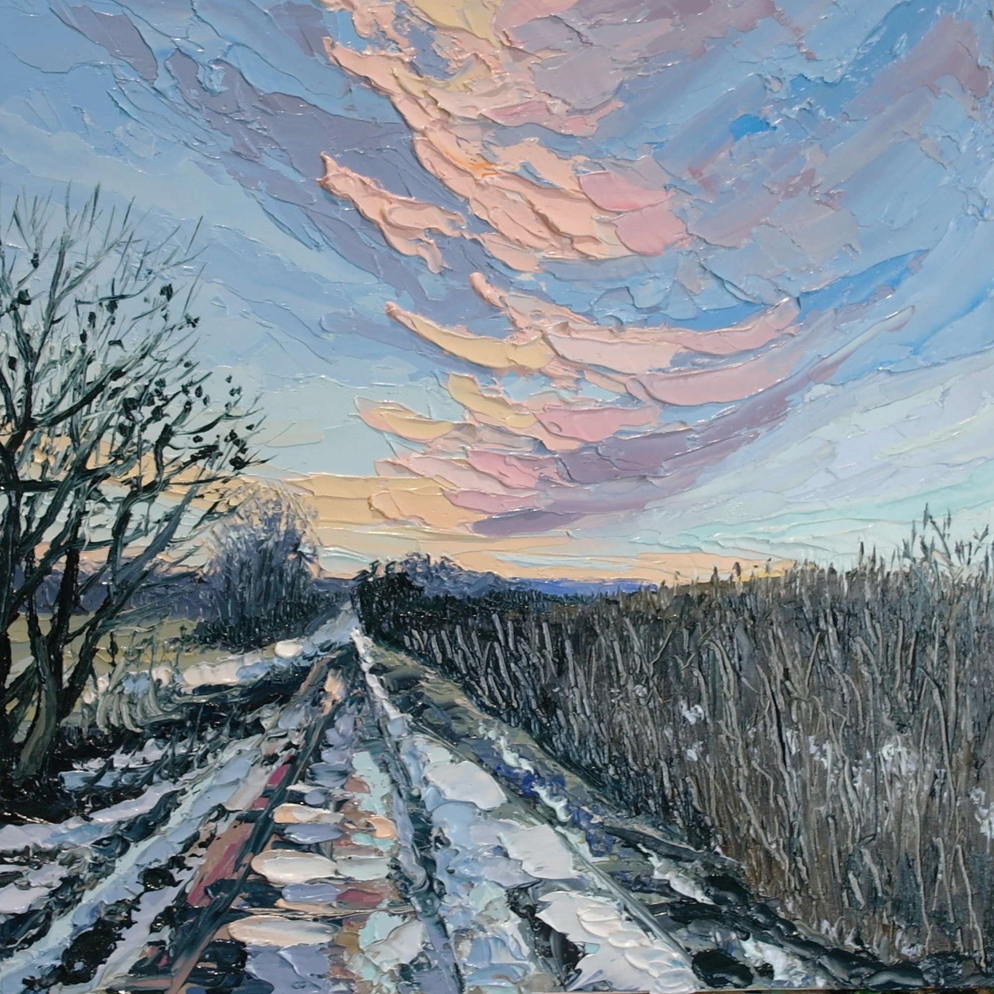 Winter Sunset on Sheepwash Lane.