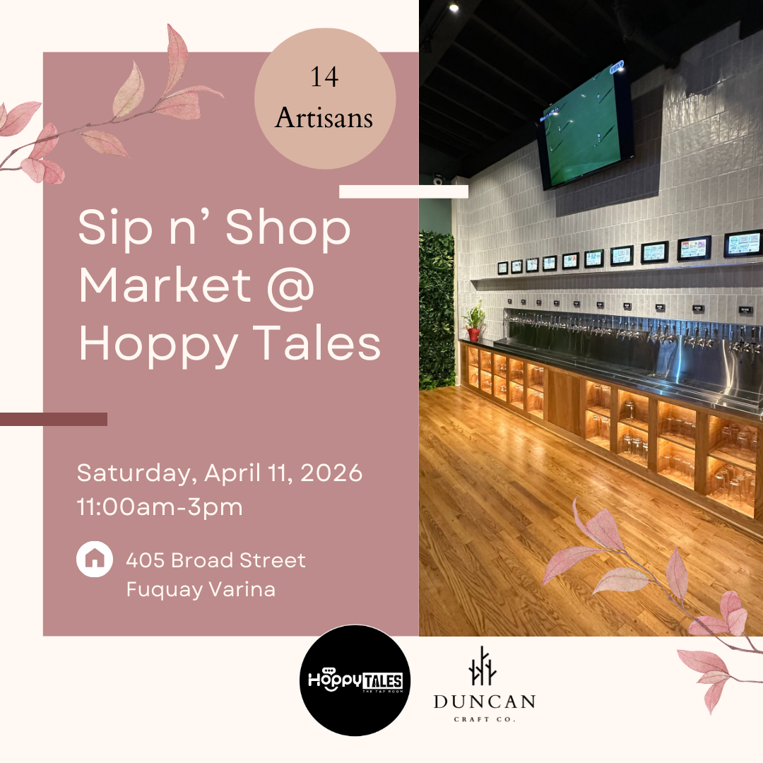 April Sip n' Shop Market at Hoppy Tales - 6 ft table