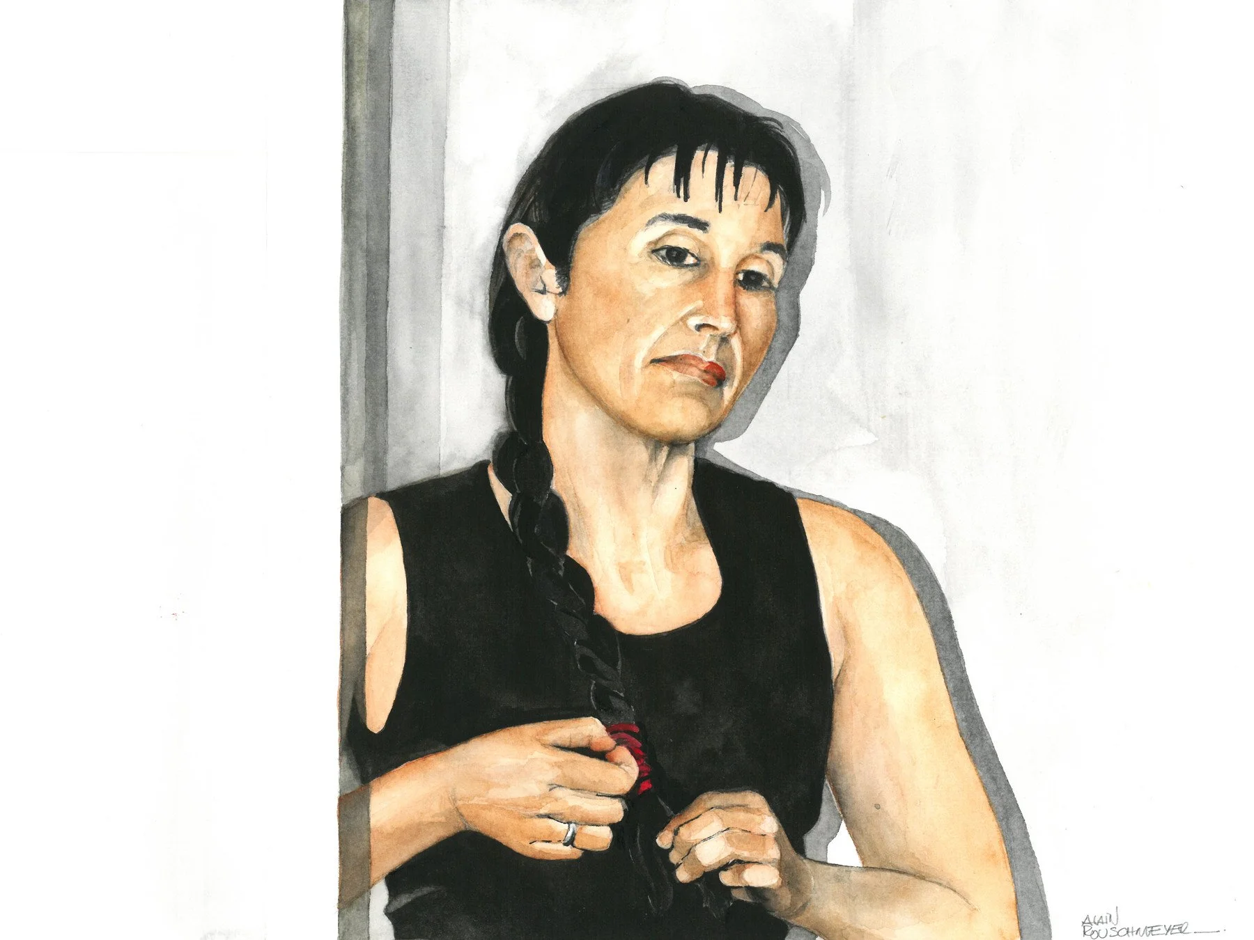 L'aquarelle La tresse 30 x 40 cm sur papier 300gr par l'artiste peintre Alain Rouschmeyer