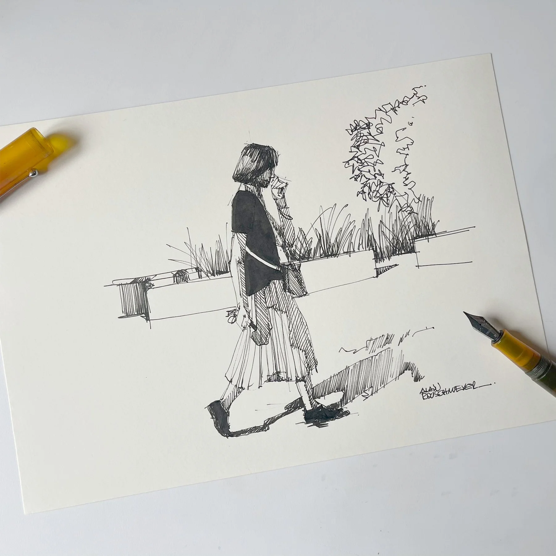 photo d'atelier du croquis "Souvenir d'enfance" de l'artiste Alain Rouschmeyer