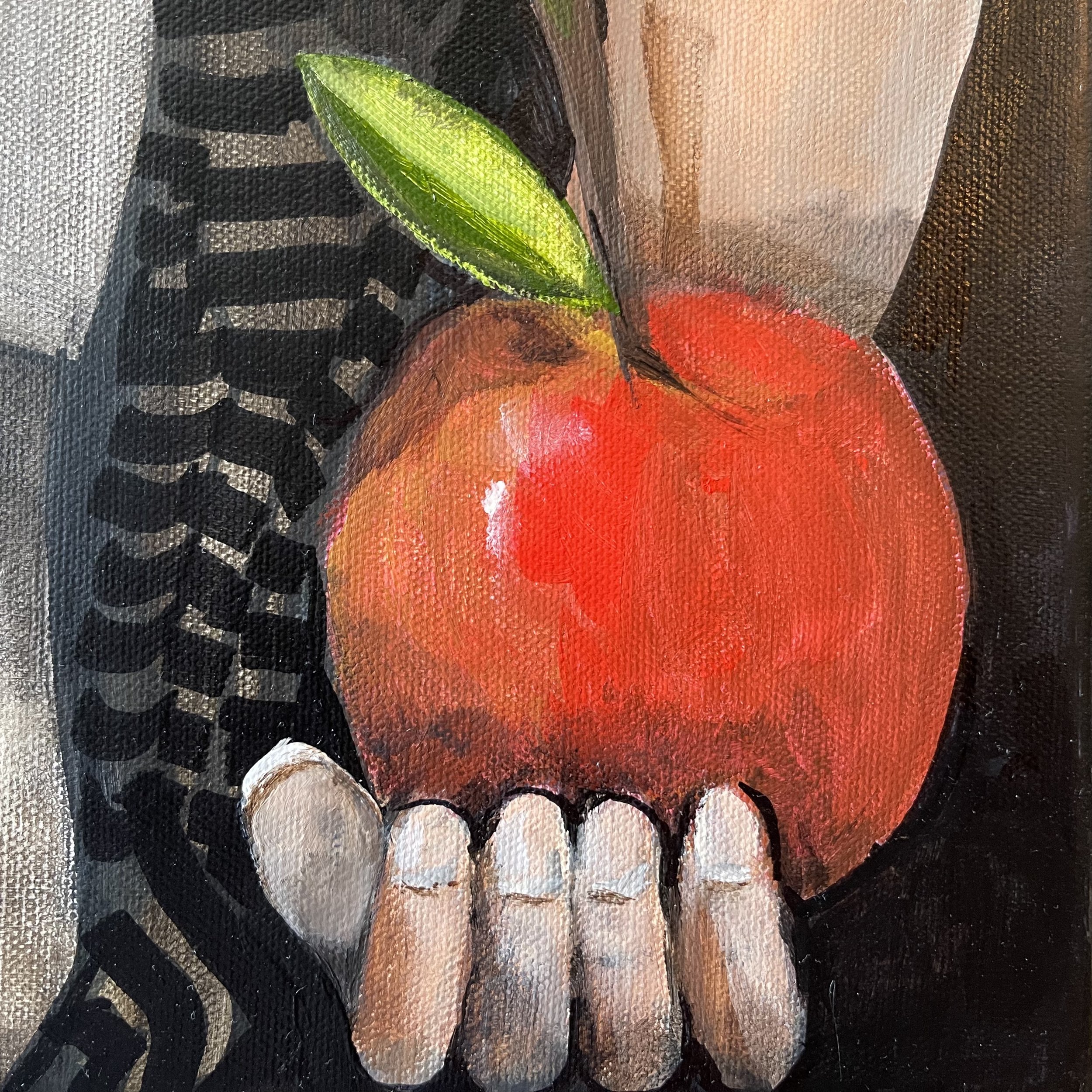 Oeuvre d'art La pomme fugueuse, toile acrylique d'une posture