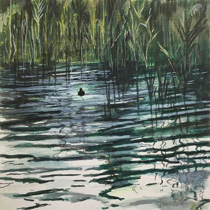 Landscape Watercolor by Impressionist artist Camille Rouschmeyer