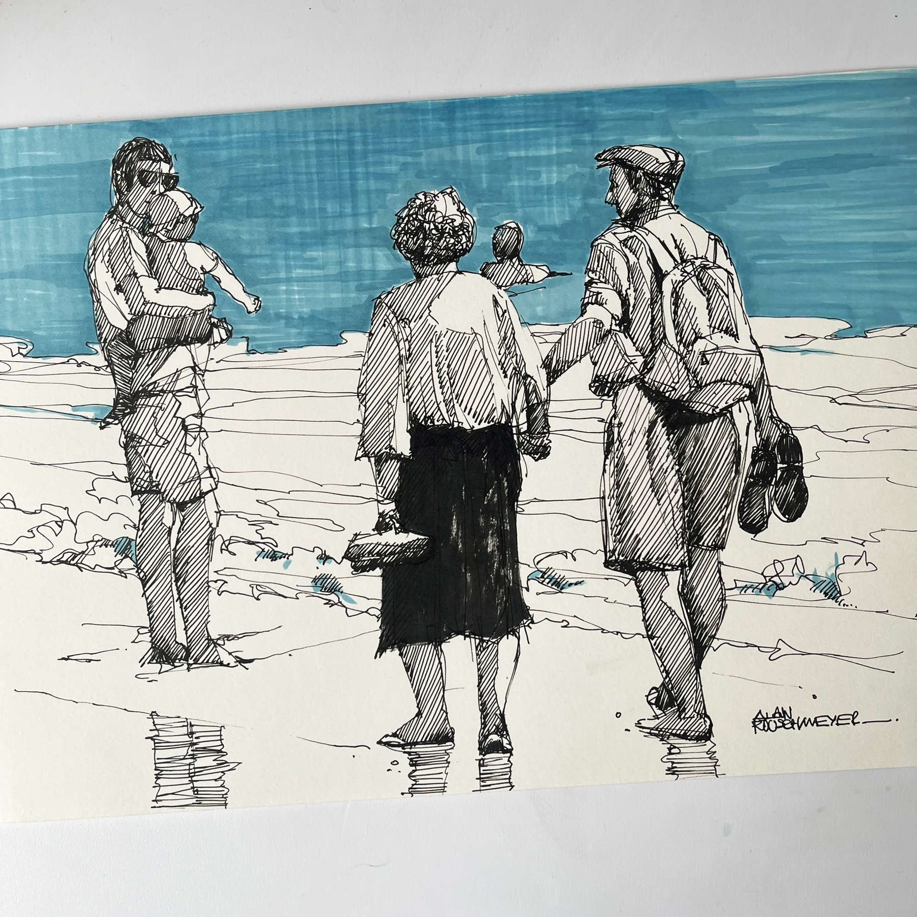photo d'un croquis à la plume sur papier 220 gr par l'artiste Alain Rouschmeyer