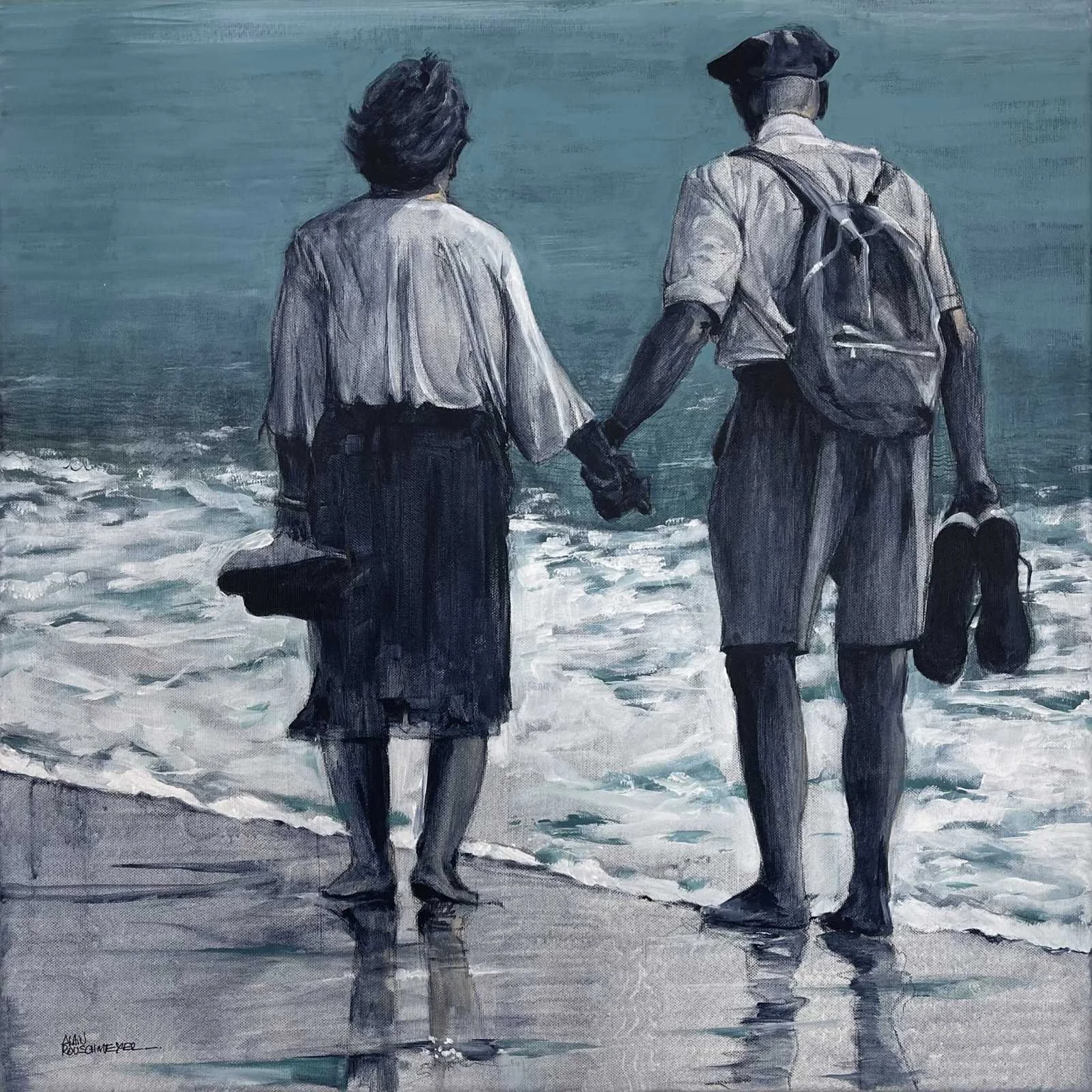 LES AMOUREUX DU BORD DE MER - tirage collector 40 x 40 cm